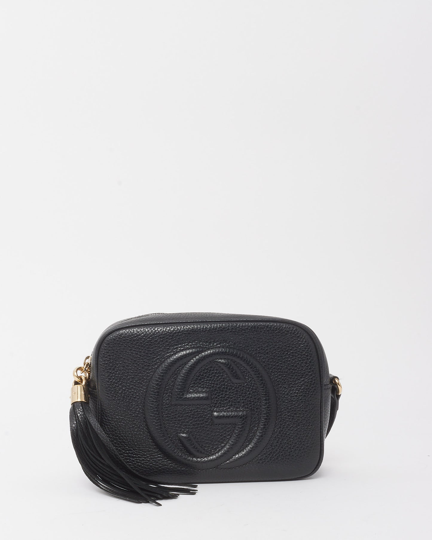 Gucci Black Pebbled Calfskin Leather GG Soho Disco Crossbody Bag