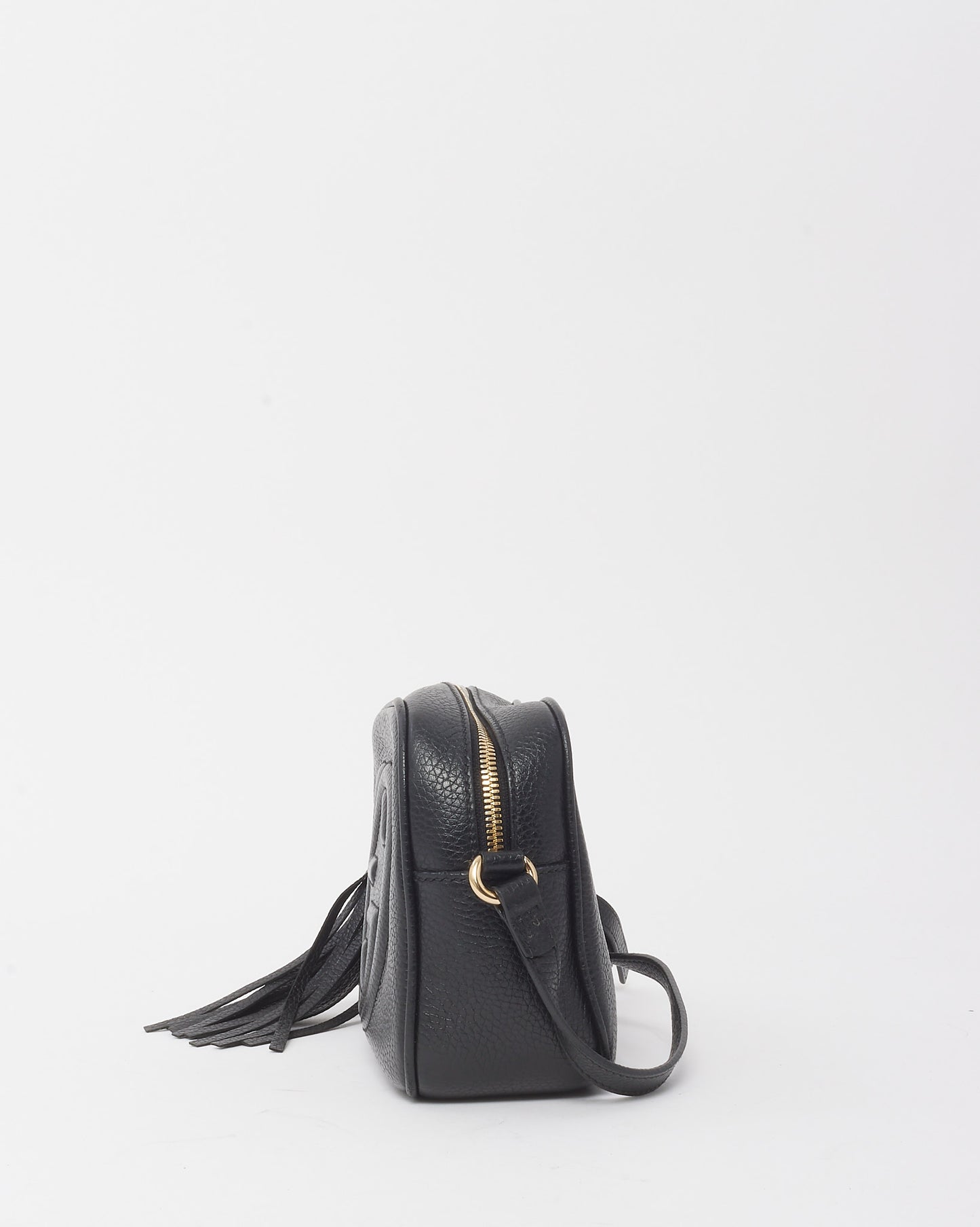 Gucci Black Pebbled Calfskin Leather GG Soho Disco Crossbody Bag