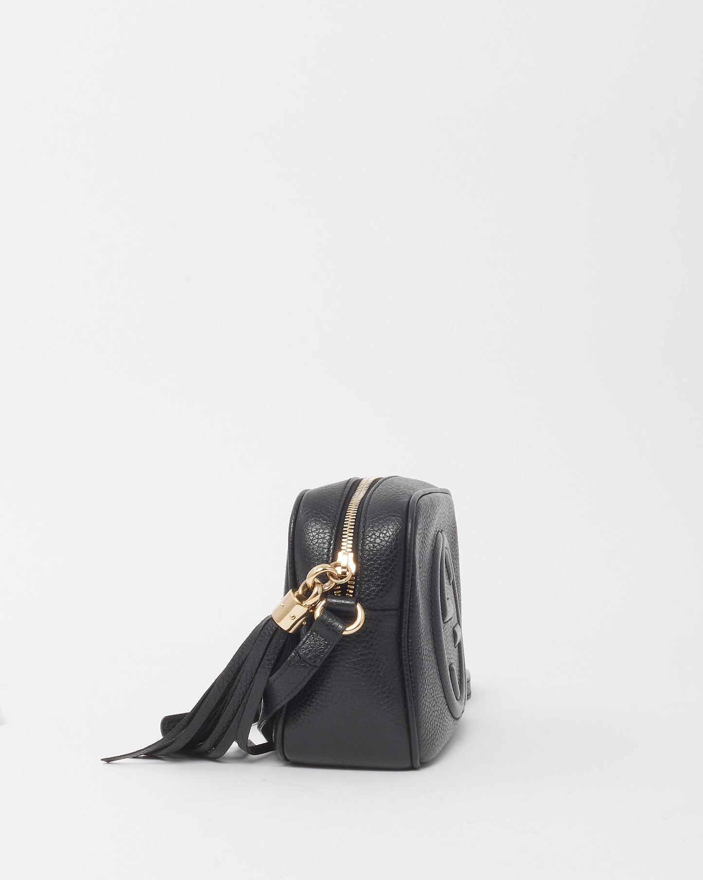 Gucci Black Pebbled Calfskin Leather GG Soho Disco Crossbody Bag