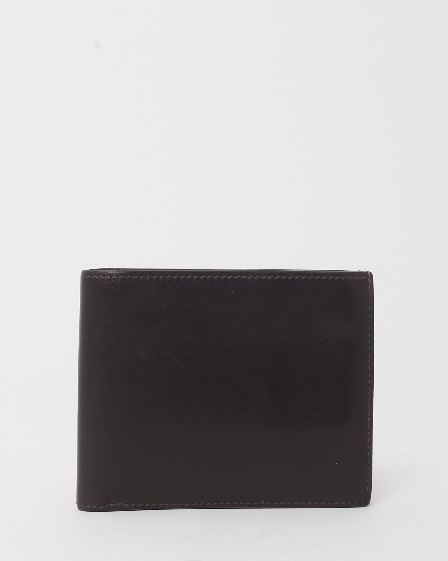 Hermès Brown Swift Leather Citizen Twill Compact Card Holder Wallet