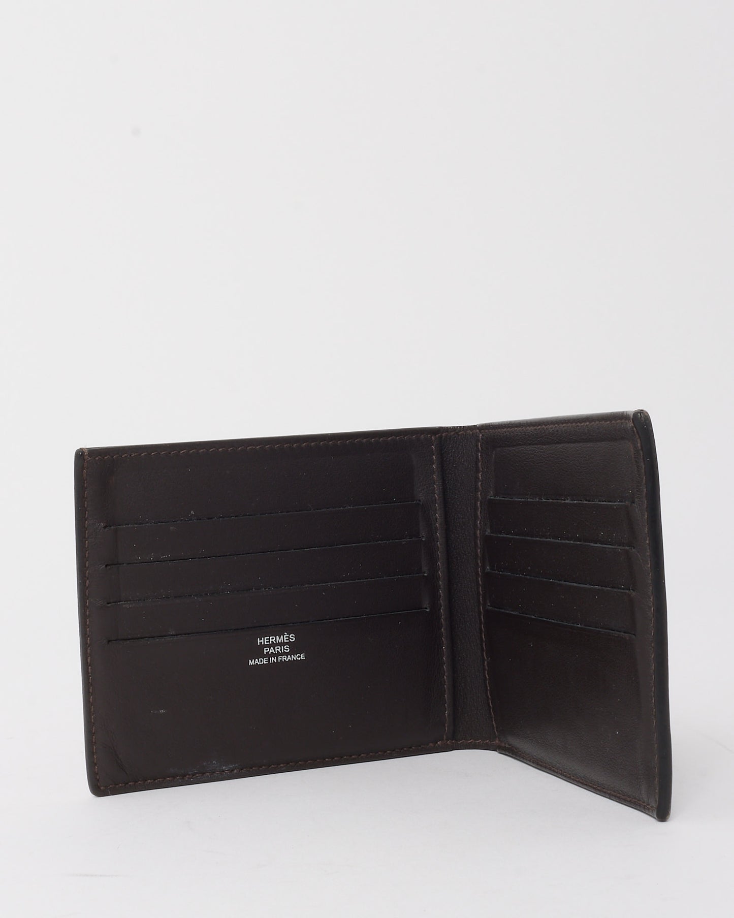 Hermès Brown Swift Leather Citizen Twill Compact Card Holder Wallet