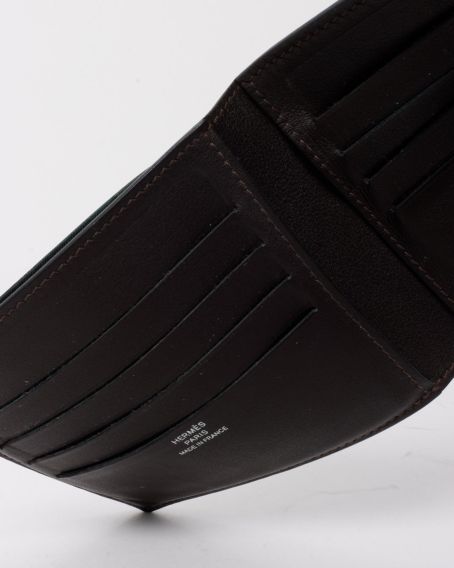 Hermès Brown Swift Leather Citizen Twill Compact Card Holder Wallet