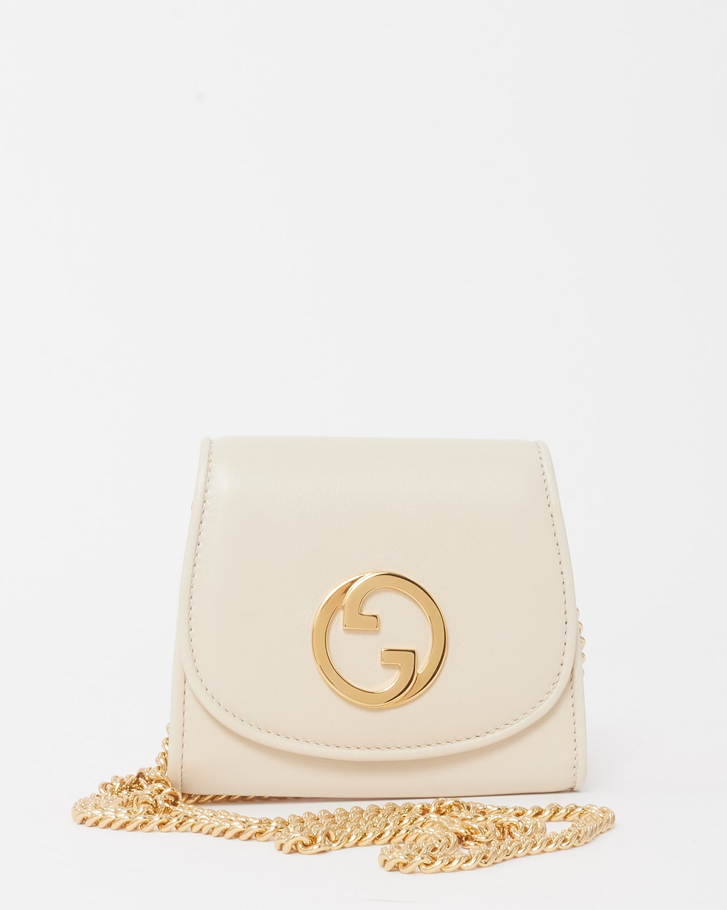 Gucci White Leather Interlocking G Blondie Mini Crossbody Bag