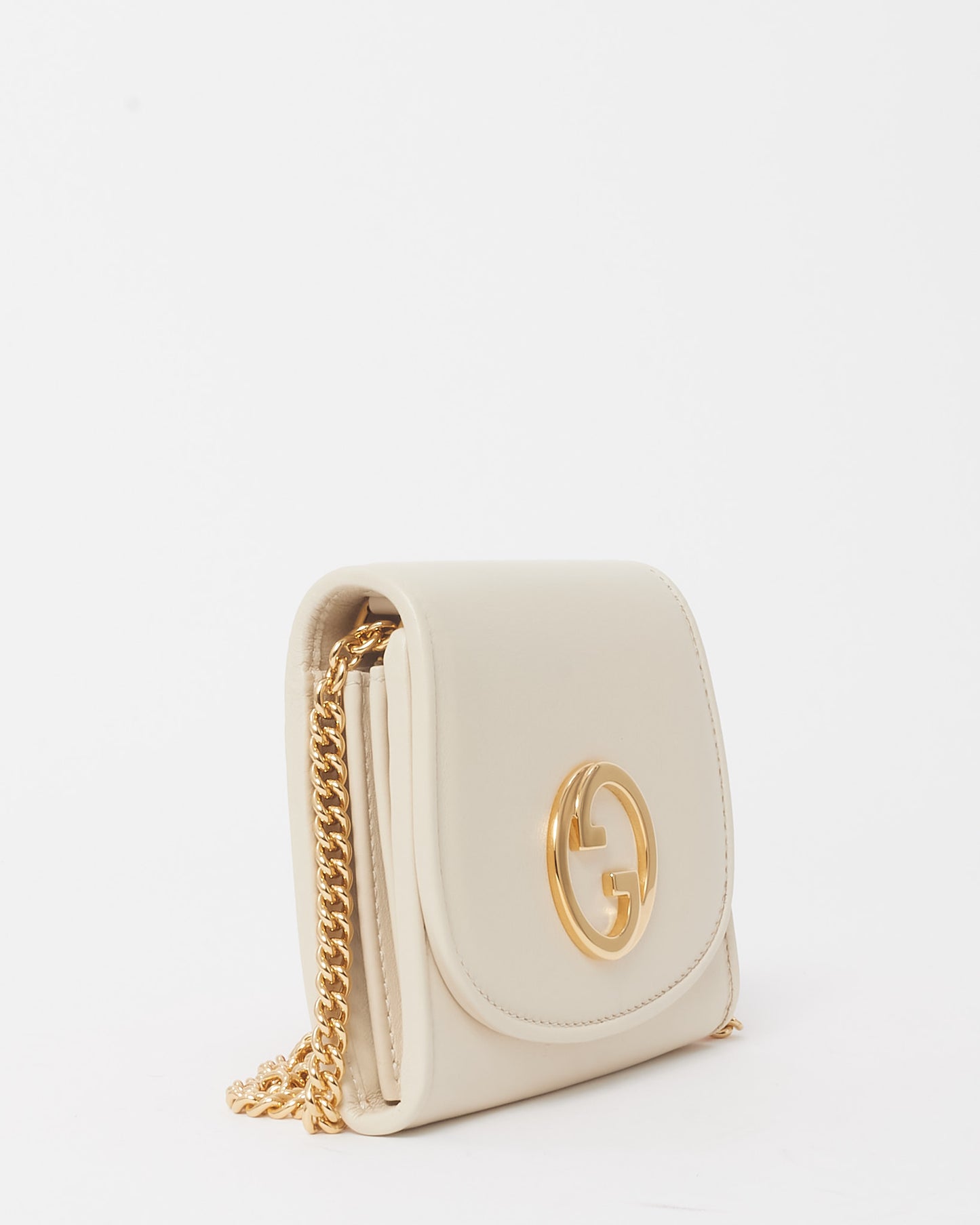 Gucci White Leather Interlocking G Blondie Mini Crossbody Bag