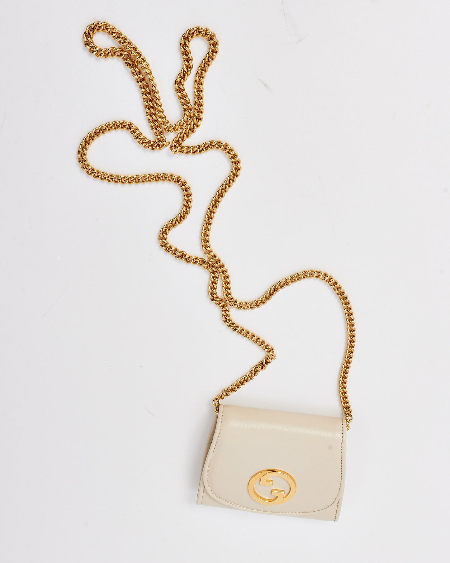 Gucci White Leather Interlocking G Blondie Mini Crossbody Bag