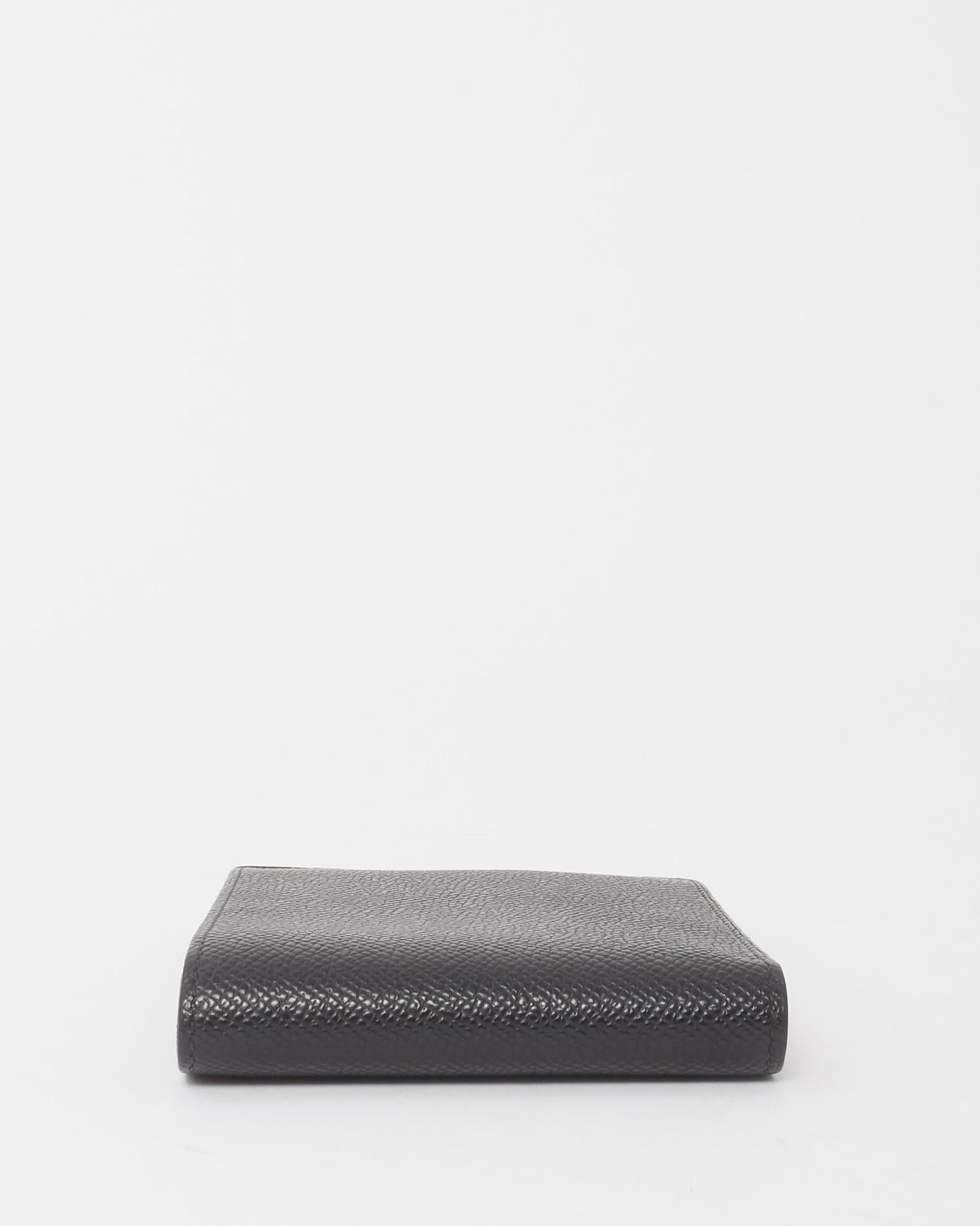 Hermès Black Epsom Leather Citizen Twill Compact Card Holder Wallet