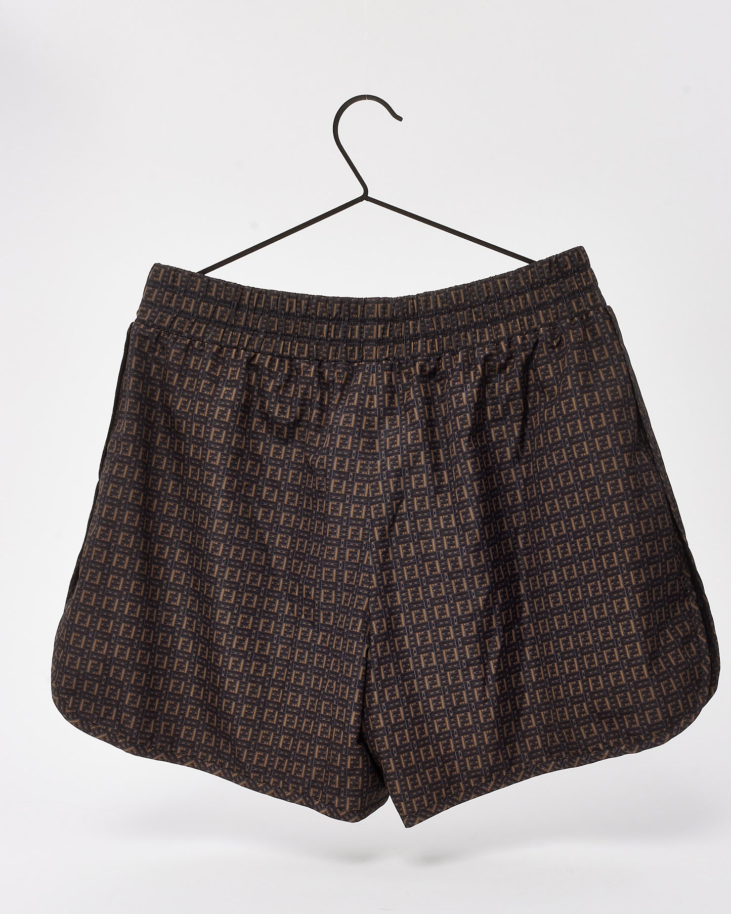 Fendi Black and Beige Forever Fendi Woven FF Zucca Logo Print Nylon Shorts - L