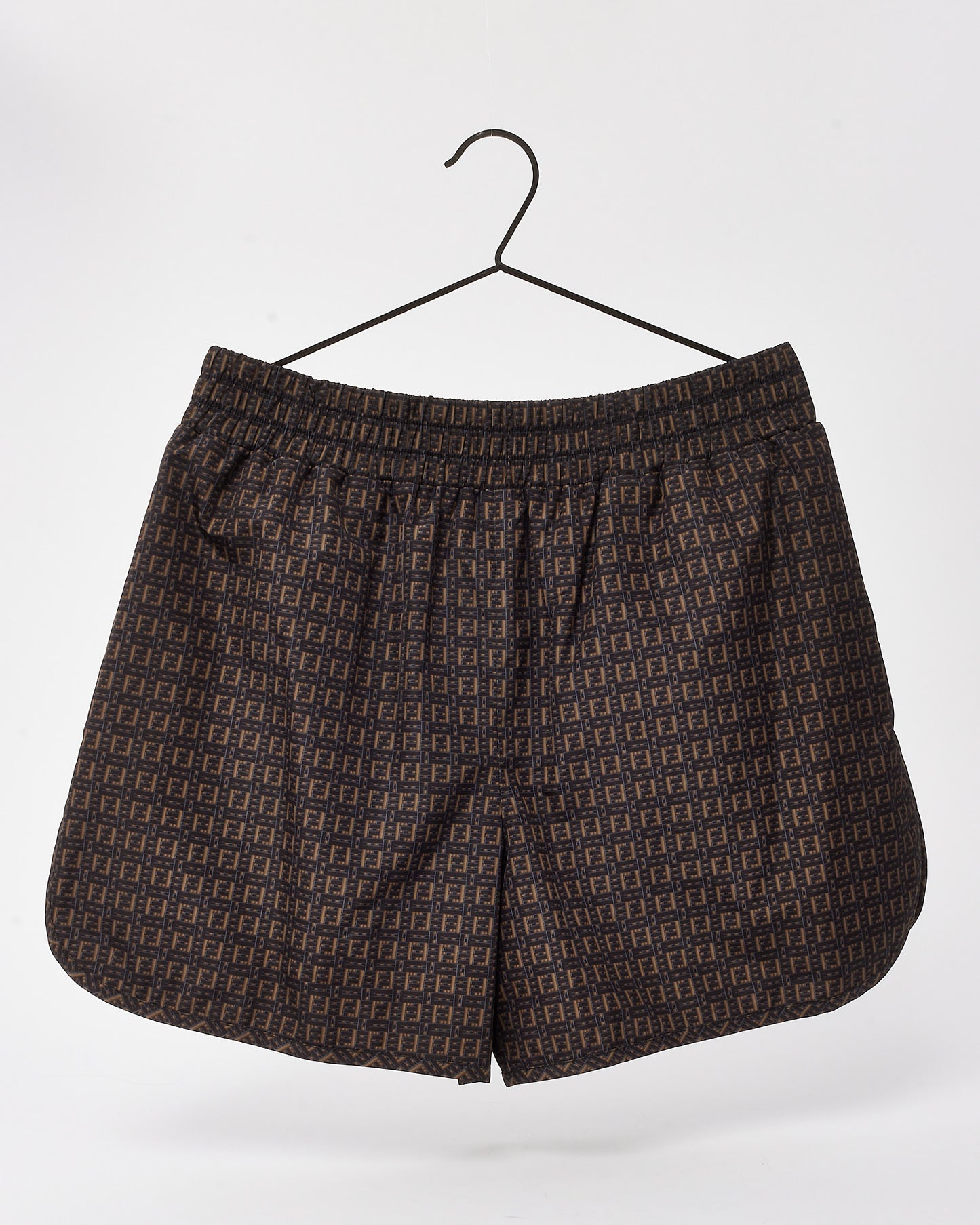 Fendi Black and Beige Forever Fendi Woven FF Zucca Logo Print Nylon Shorts - L