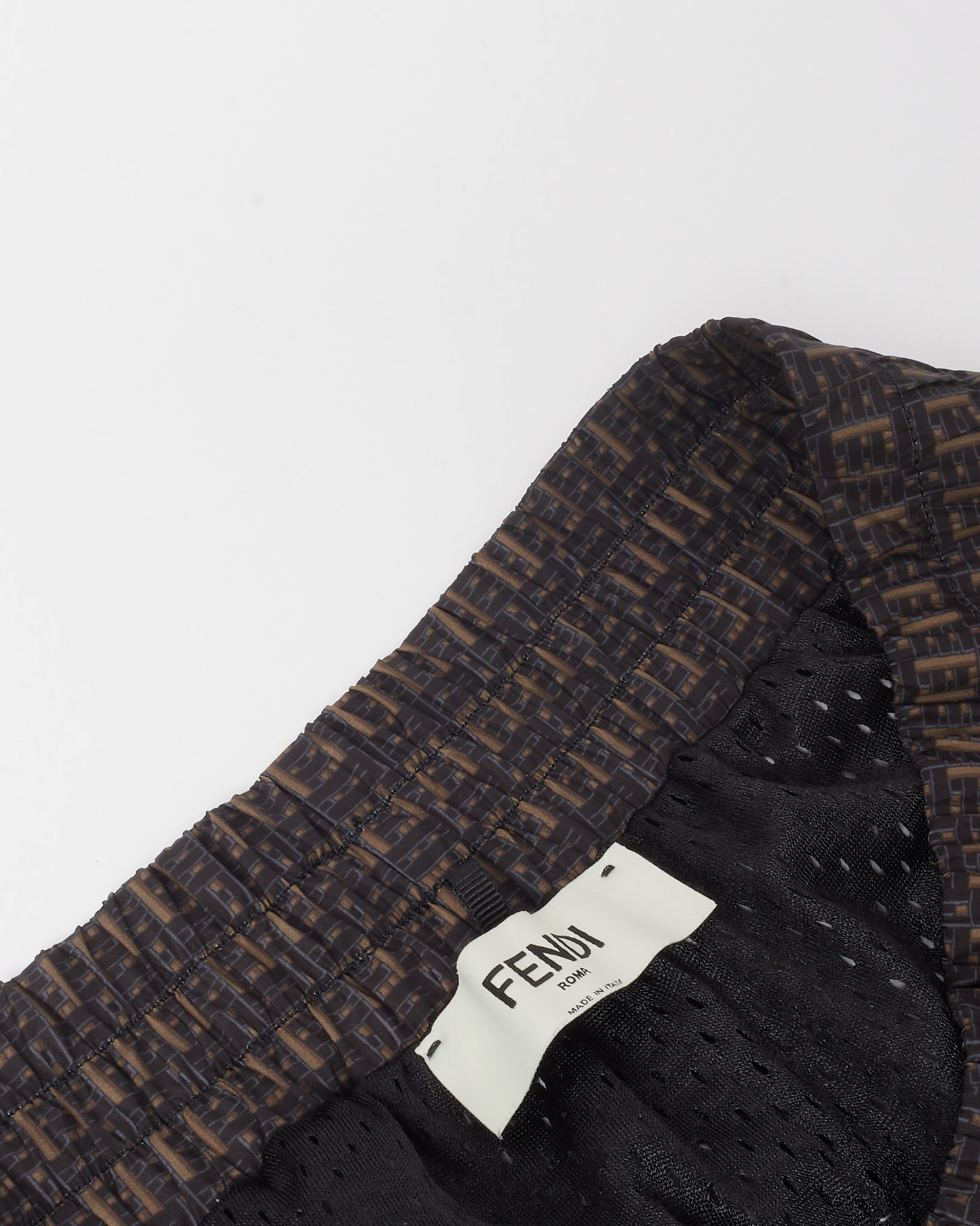 Fendi Black and Beige Forever Fendi Woven FF Zucca Logo Print Nylon Shorts - L