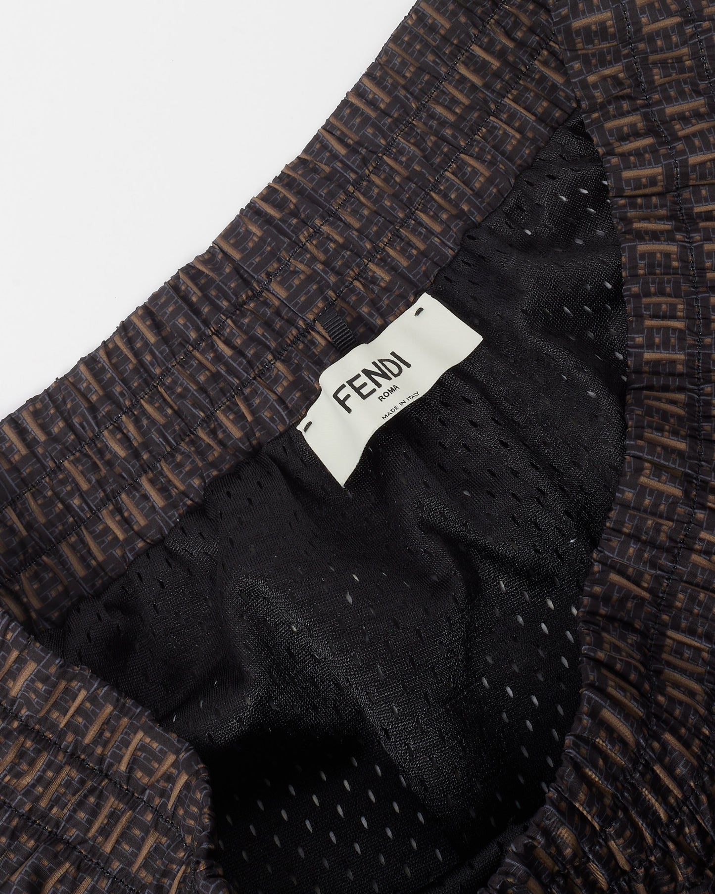 Fendi Black and Beige Forever Fendi Woven FF Zucca Logo Print Nylon Shorts - L