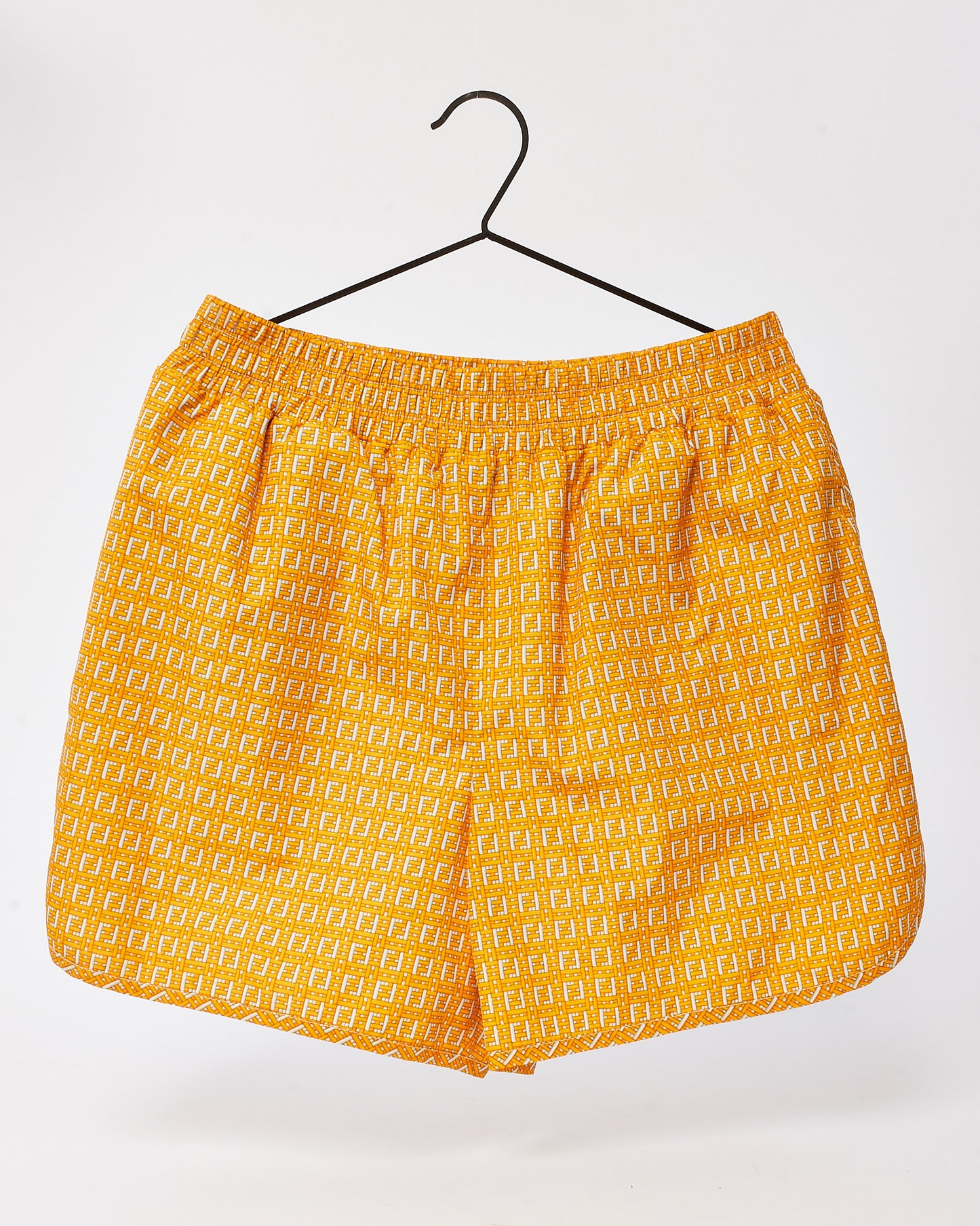 Fendi Orange Forever Fendi Woven FF Zucca Logo Print Nylon Shorts - L