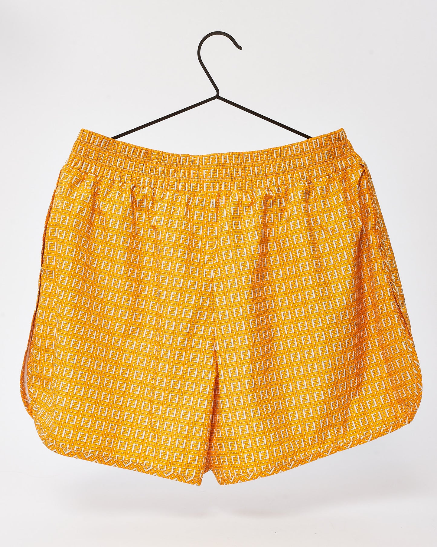 Fendi Orange Forever Fendi Woven FF Zucca Logo Print Nylon Shorts - L