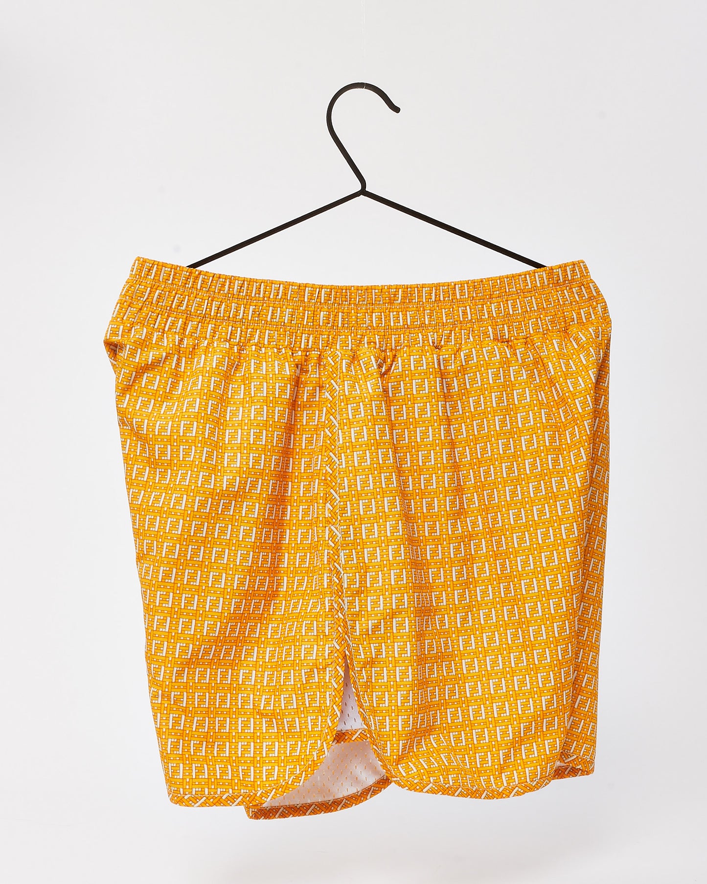 Fendi Orange Forever Fendi Woven FF Zucca Logo Print Nylon Shorts - L