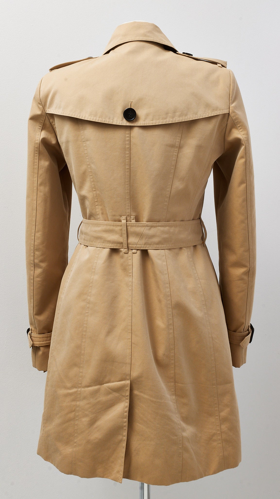 Burberry London Beige Black Detail Zip Trench Coat - US 8