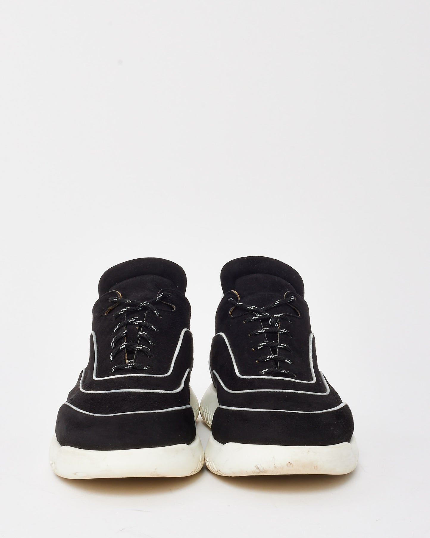 Hermès Men's Black Suede and White Piping Volte Reflective Sneakers - 43 MEN