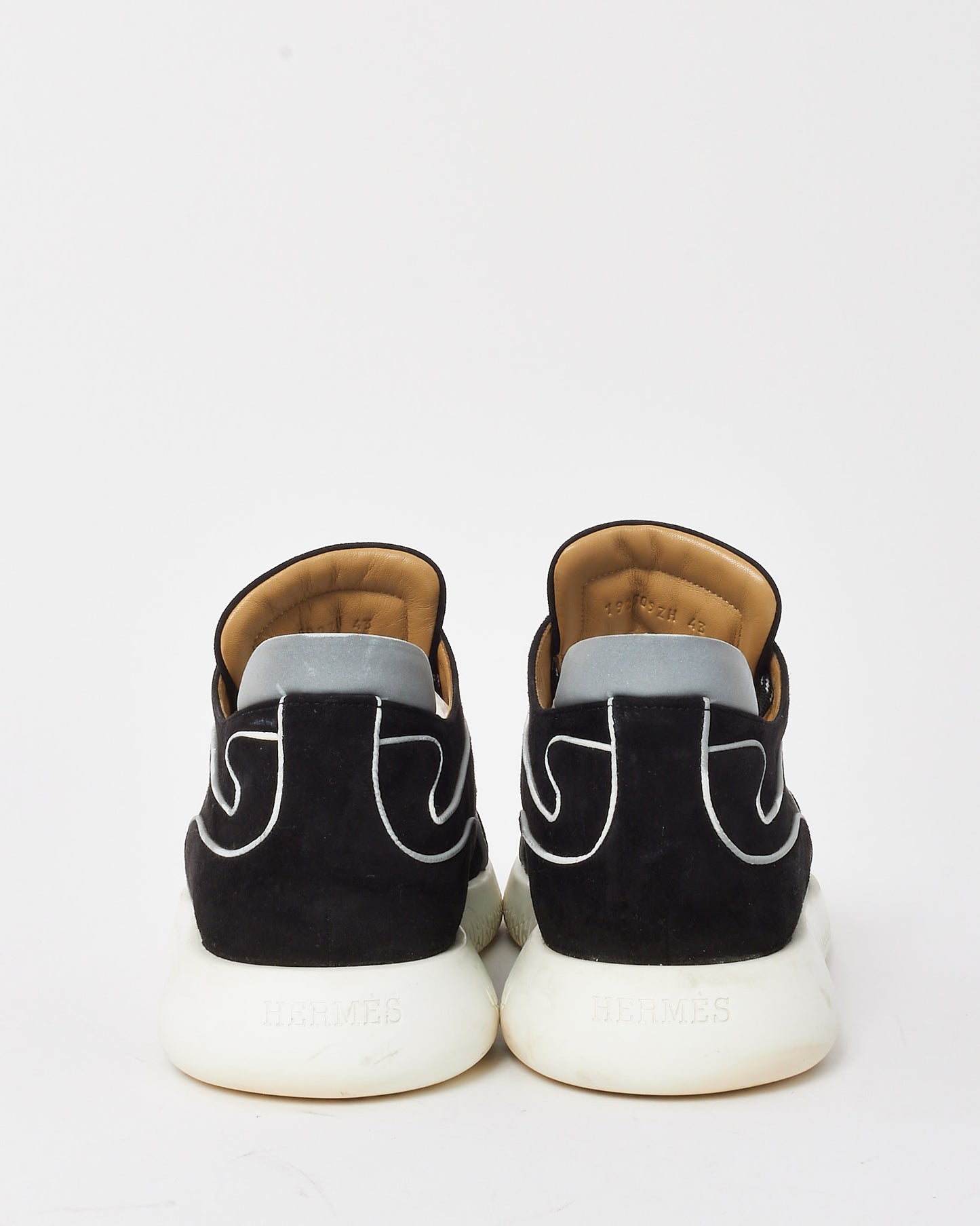 Hermès Men's Black Suede and White Piping Volte Reflective Sneakers - 43 MEN