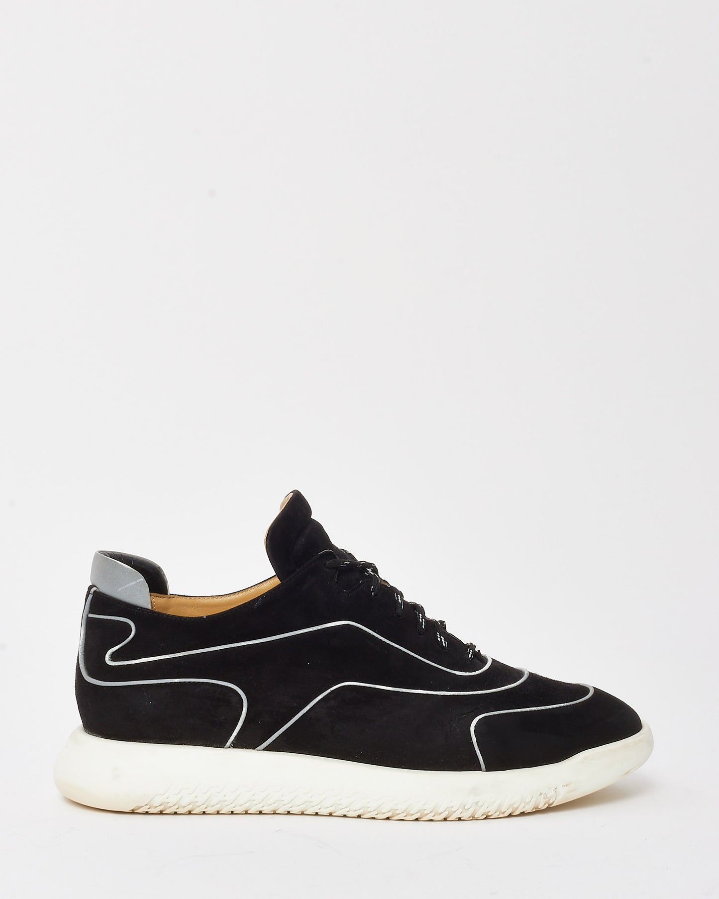Hermès Men's Black Suede and White Piping Volte Reflective Sneakers - 43 MEN
