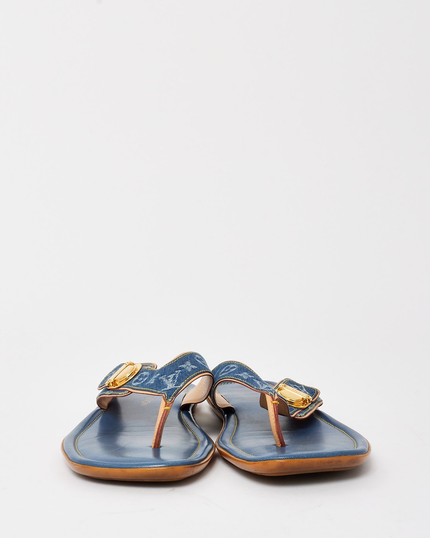 Louis Vuitton Blue Denim Monogram Flip Flops - 41