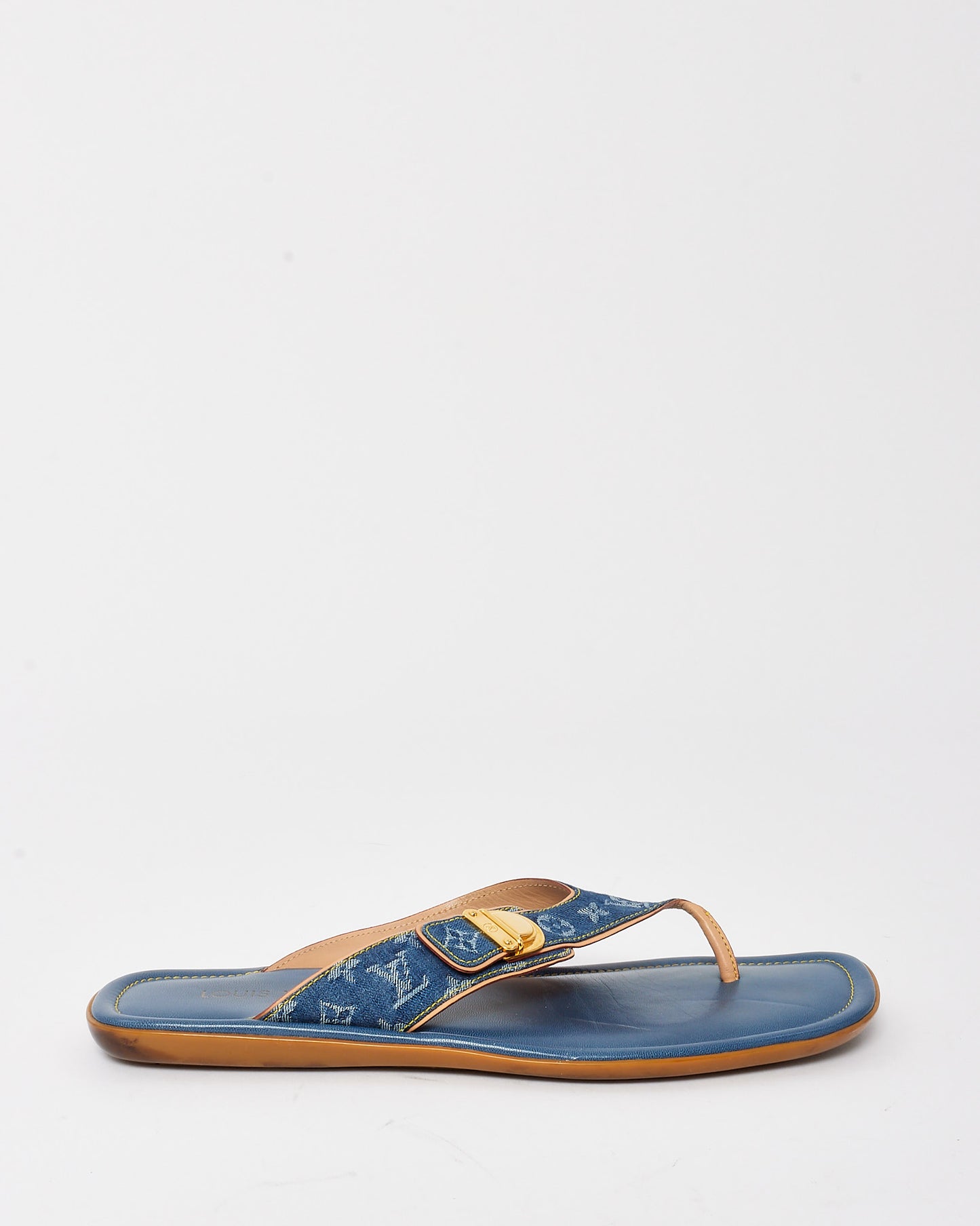 Louis Vuitton Blue Denim Monogram Flip Flops - 41