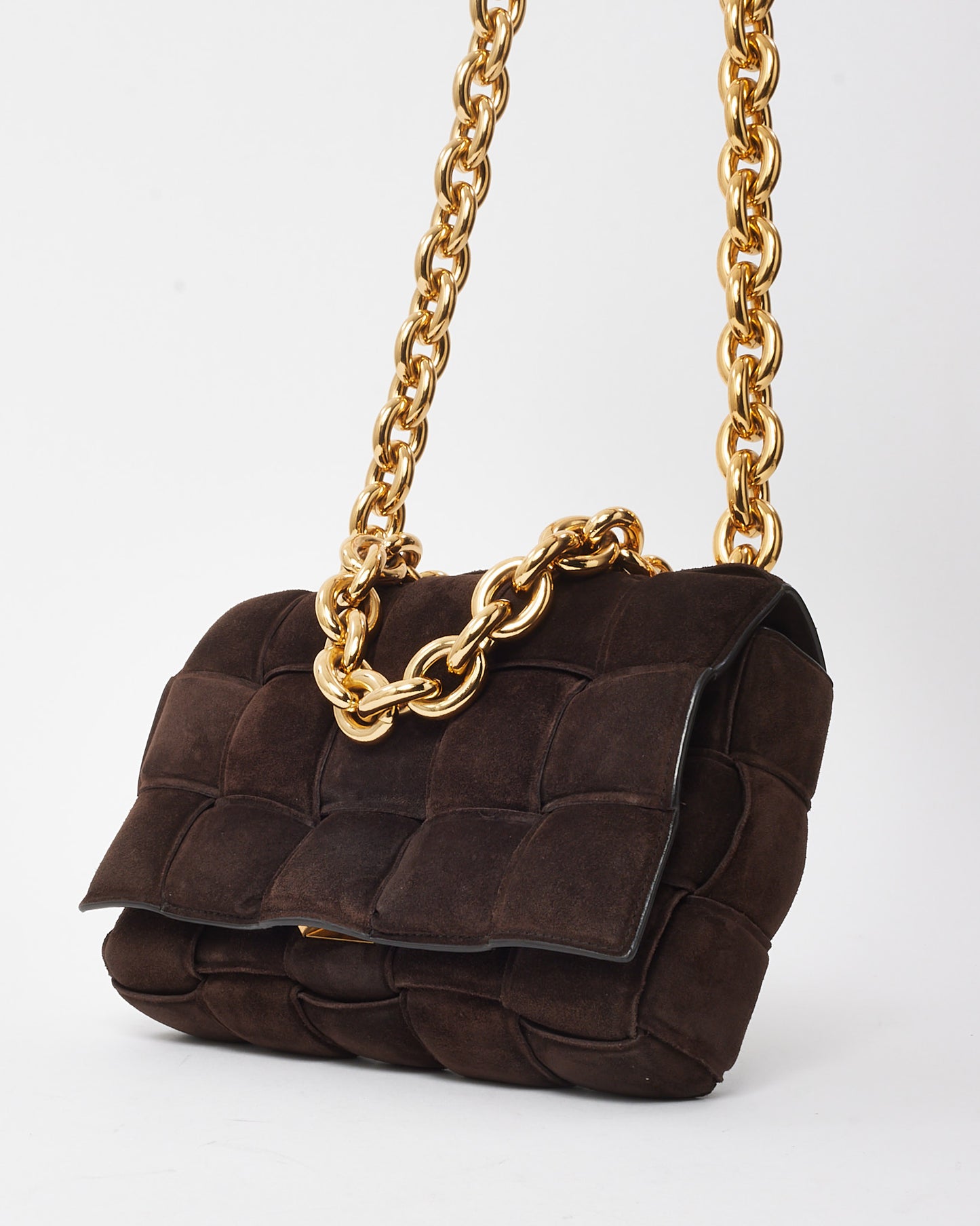 Bottega Veneta Brown Suede The Chain Cassette Shoulder Bag