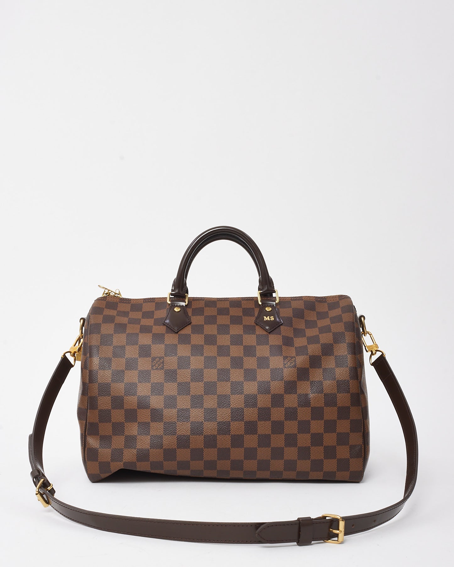 Louis Vuitton Damier Ebene Coated Canvas Speedy Bandoulière 35 with Initials