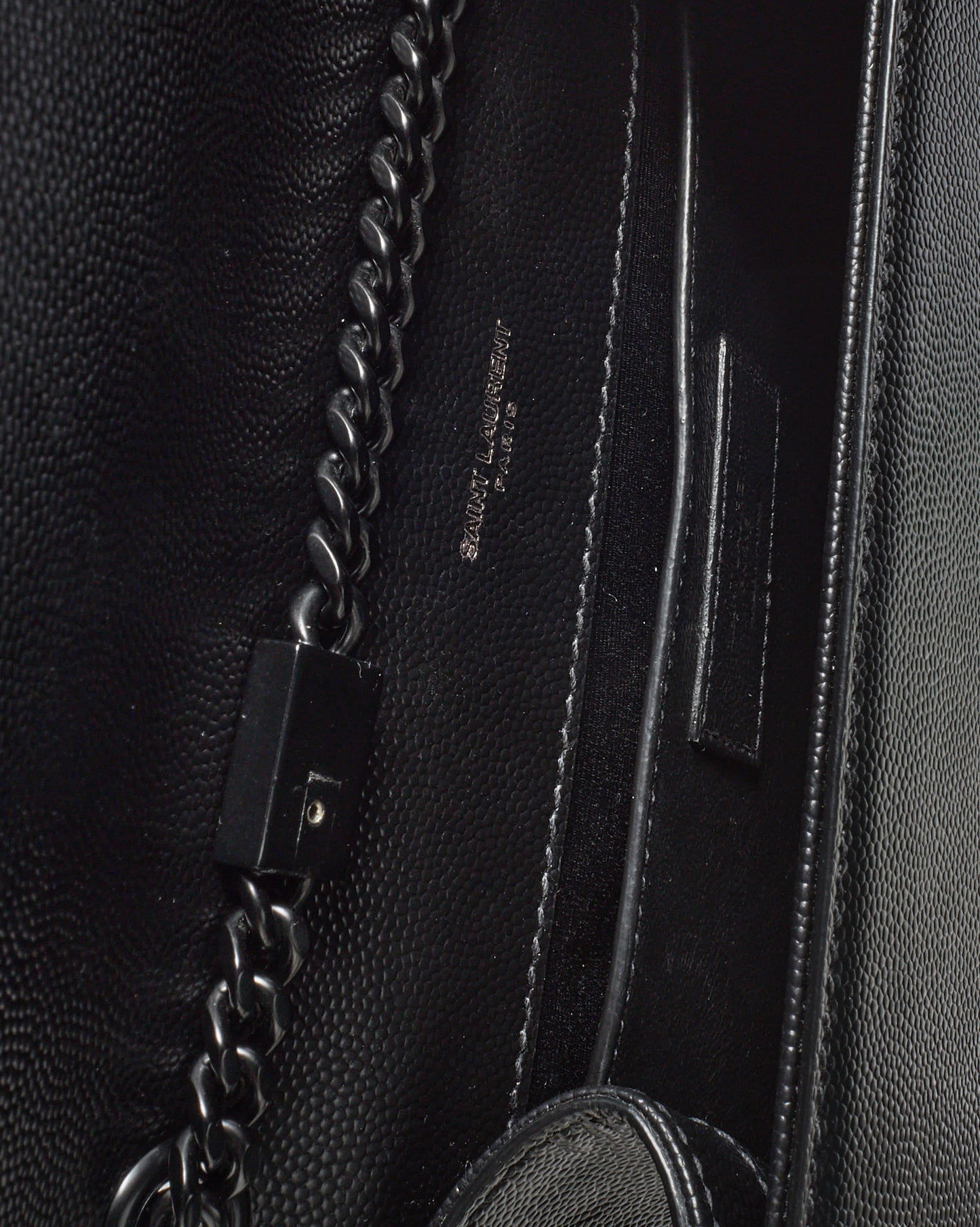 Saint Laurent Black Grain De Poudre Leather Black YSL Logo Small Kate Bag