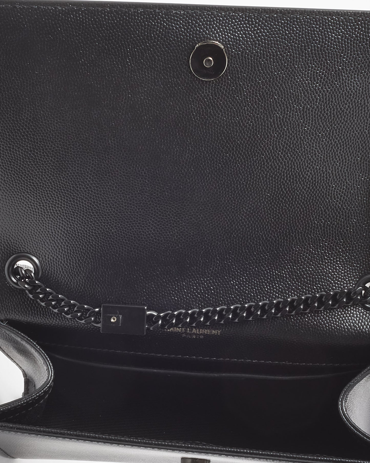 Saint Laurent Black Grain De Poudre Leather Black YSL Logo Small Kate Bag