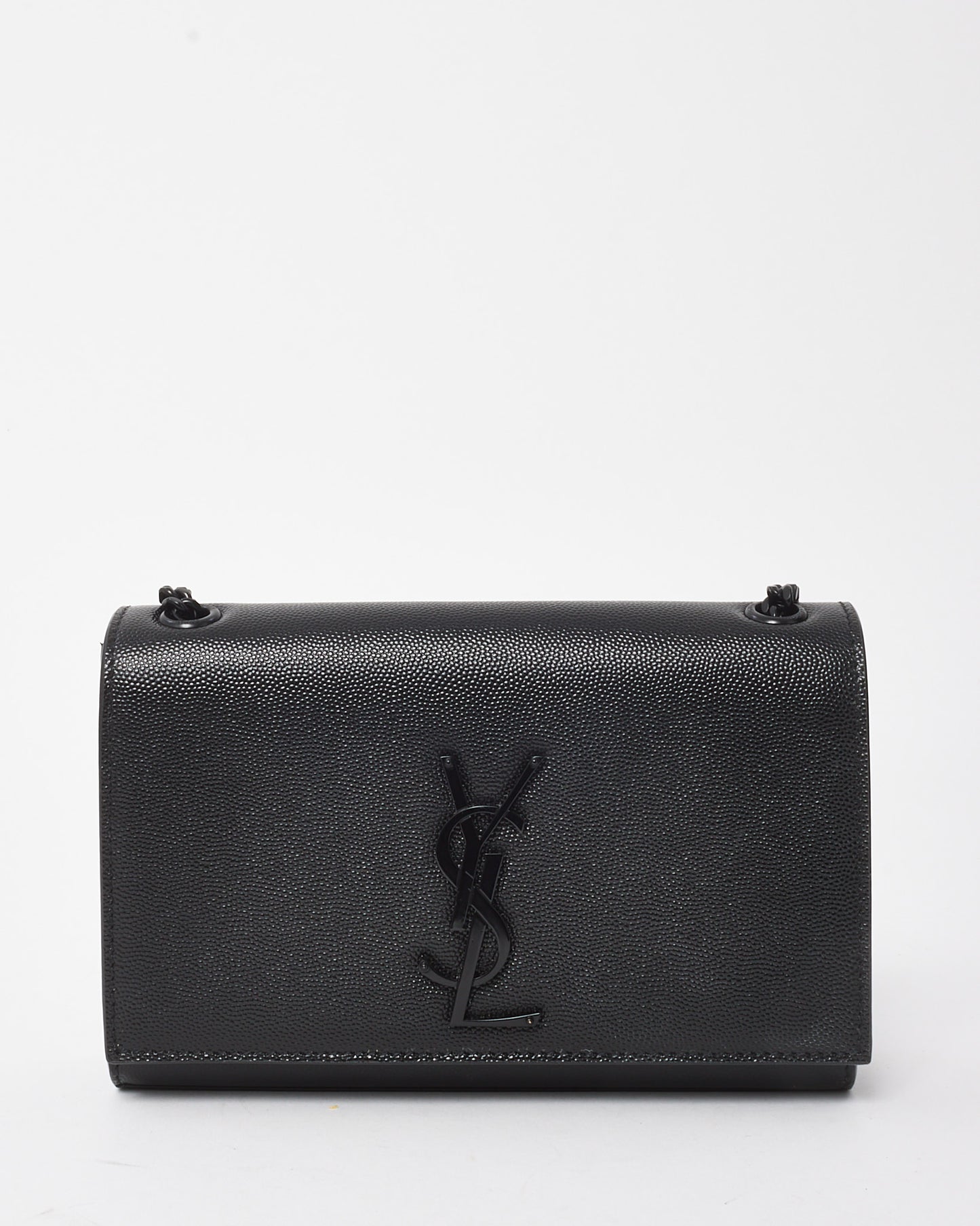 Saint Laurent Black Grain De Poudre Leather Black YSL Logo Small Kate Bag