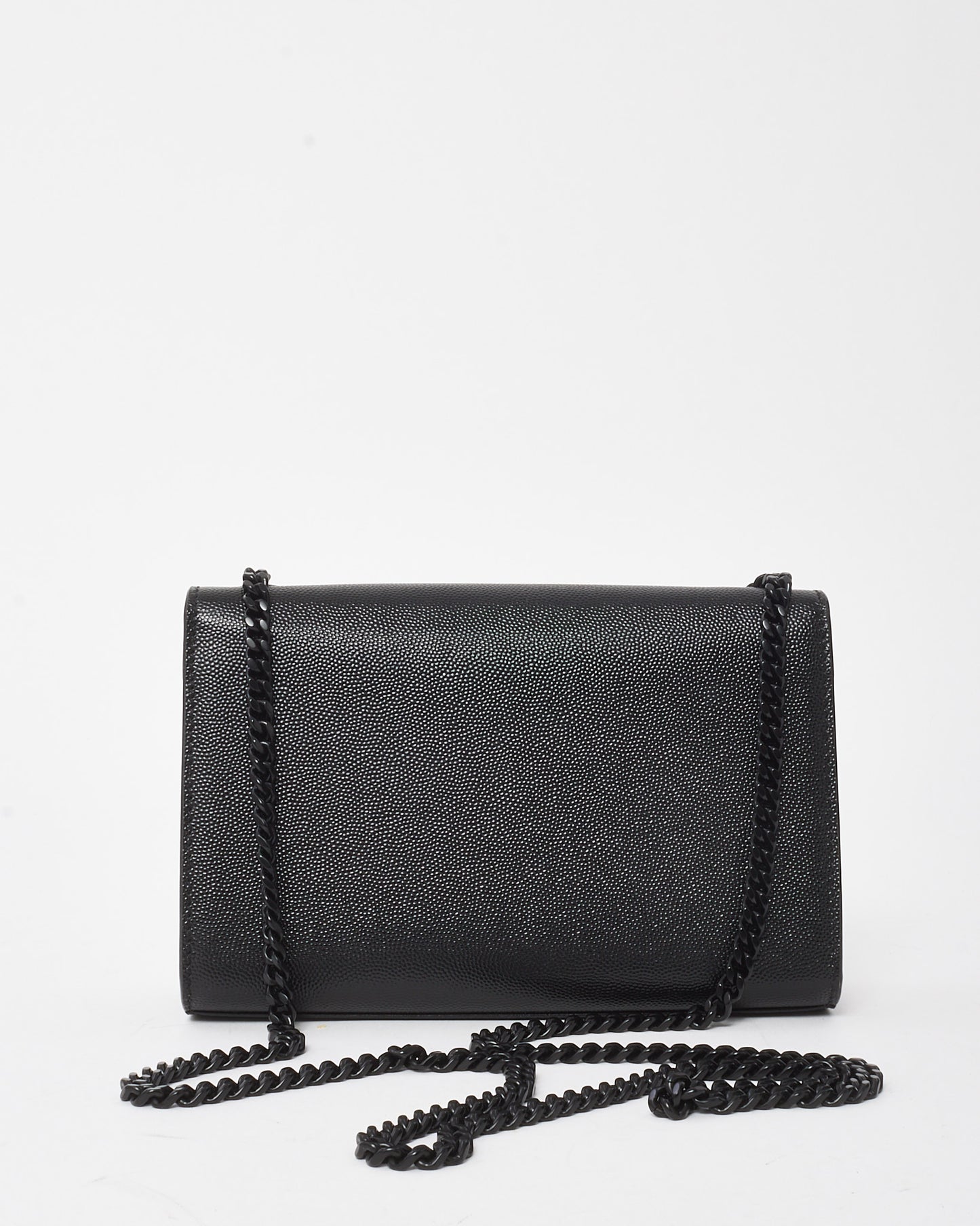 Saint Laurent Black Grain De Poudre Leather Black YSL Logo Small Kate Bag