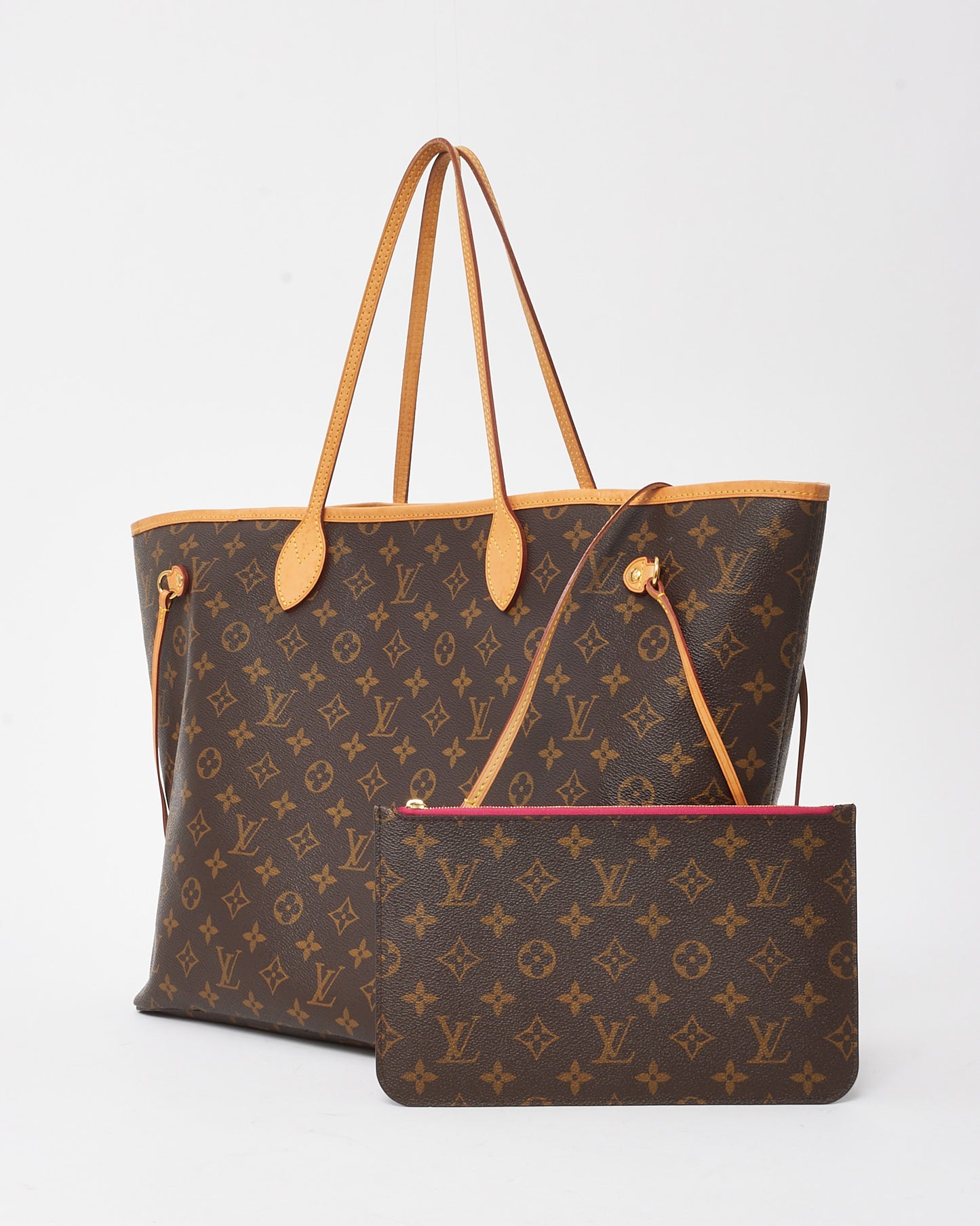 Louis Vuitton Monogram Canvas Neverfull GM Bag with Pouch (with Initials)