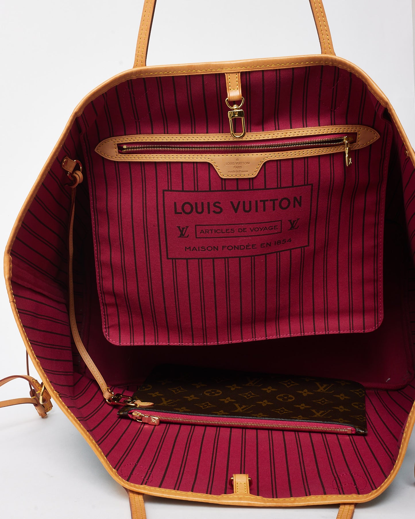 Louis Vuitton Monogram Canvas Neverfull GM Bag with Pouch (with Initials)