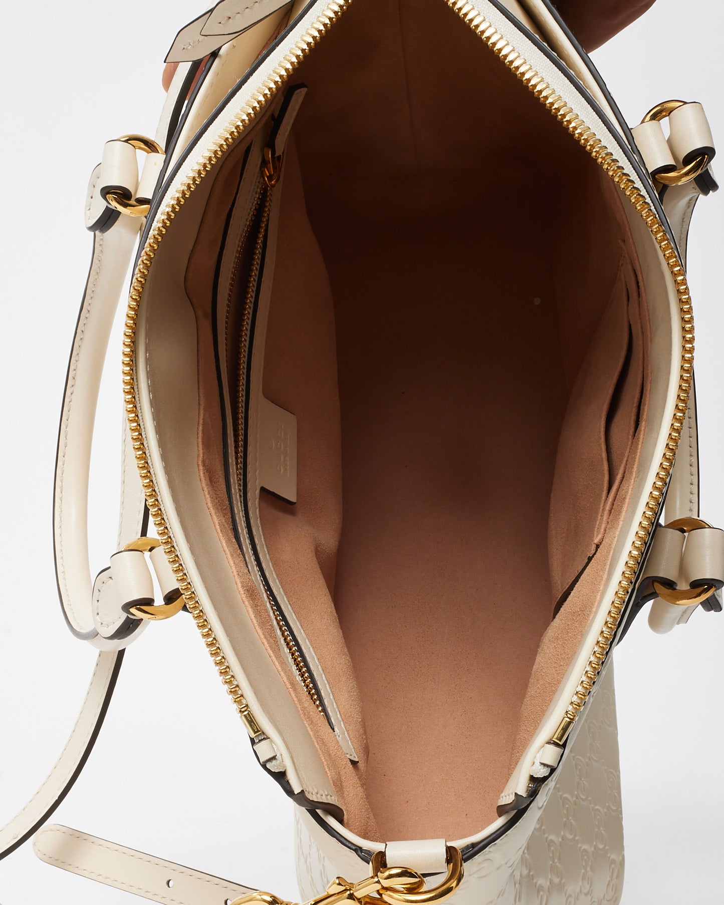 Gucci White GG Guccissima Embossed Leather 2Way Convertible Tote Bag