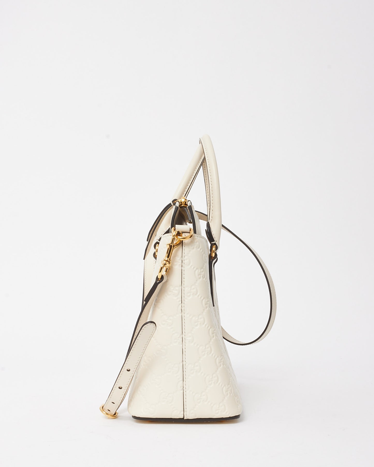 Gucci White GG Guccissima Embossed Leather 2Way Convertible Tote Bag