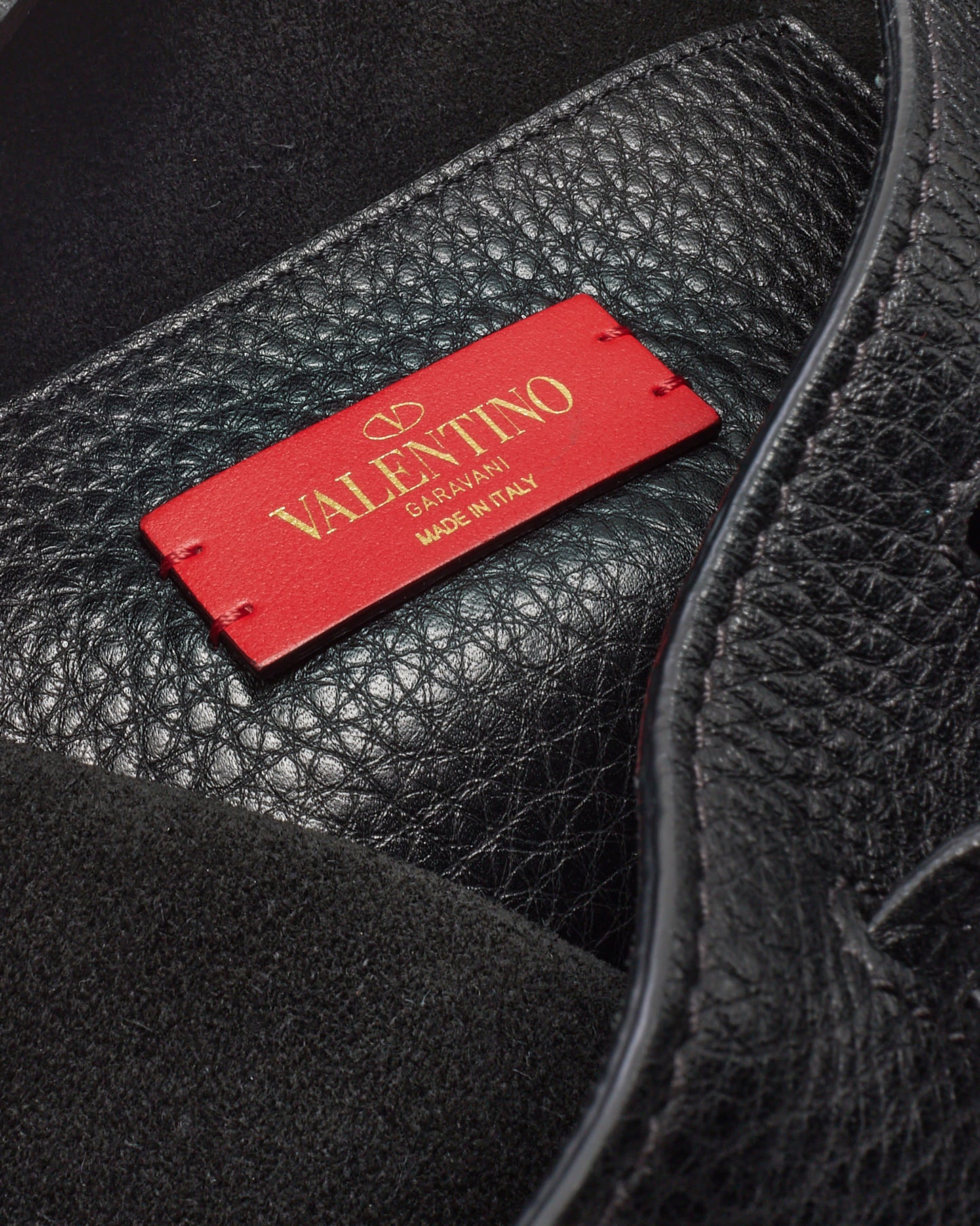 Valentino Black Grained Leather Silver Rockstud Drawstring Bucket Bag