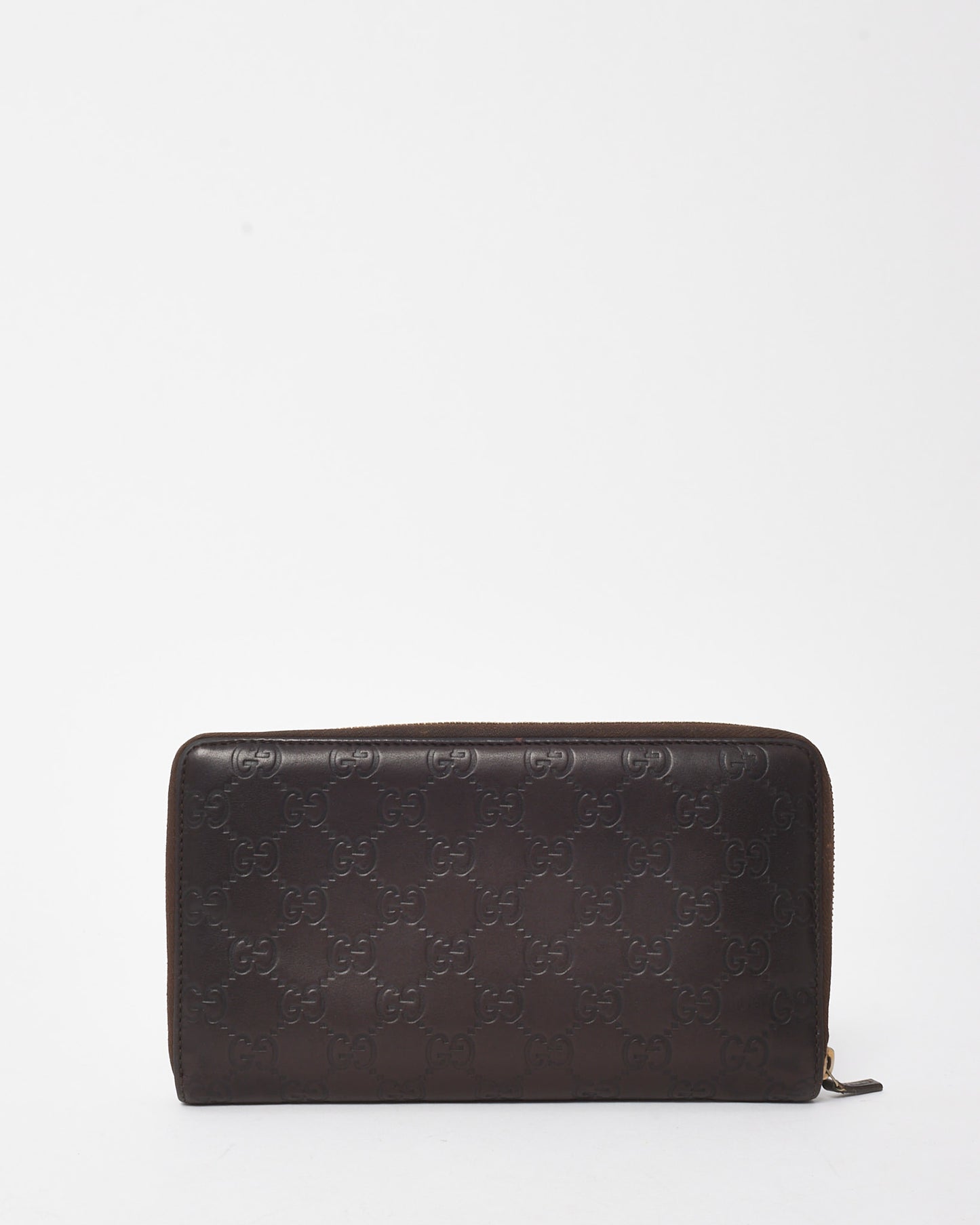 Gucci Brown Signature GG Embossed Leather Zippy Wallet
