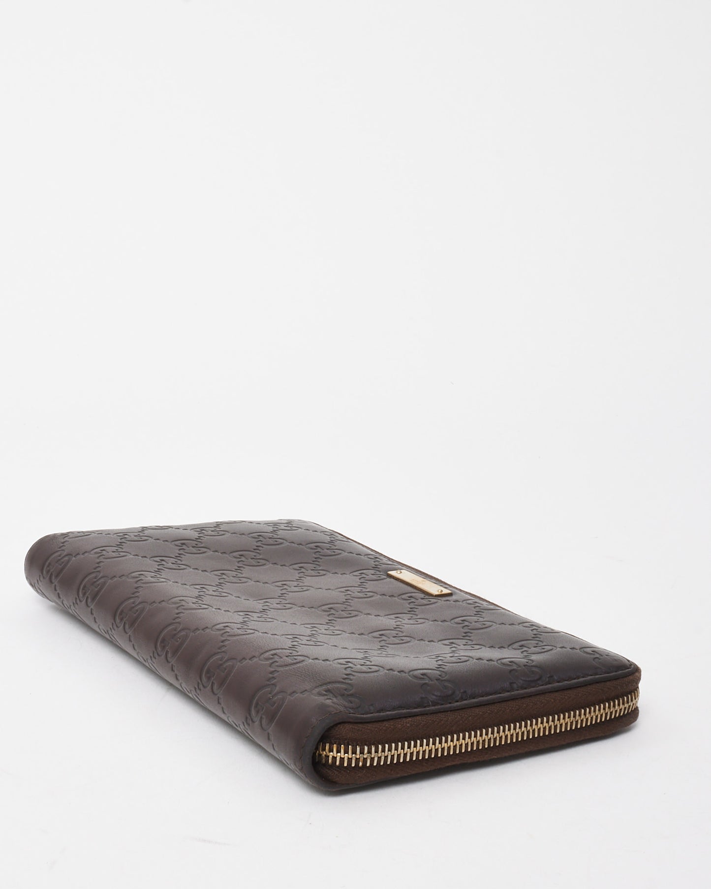 Gucci Brown Signature GG Embossed Leather Zippy Wallet