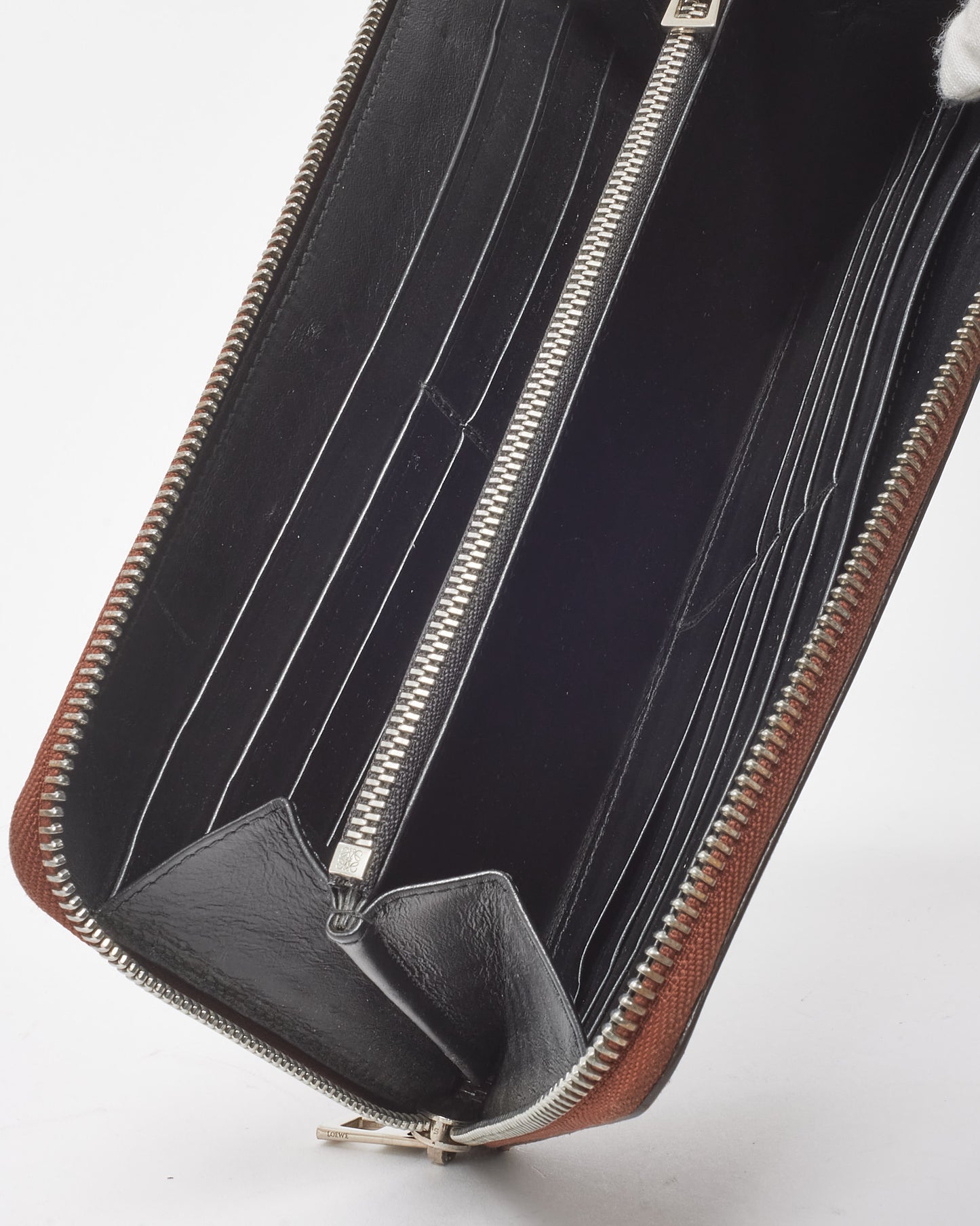 Loewe Brown Coated Linen and Leather Anagram Organizer Giant Zip Around Wallet