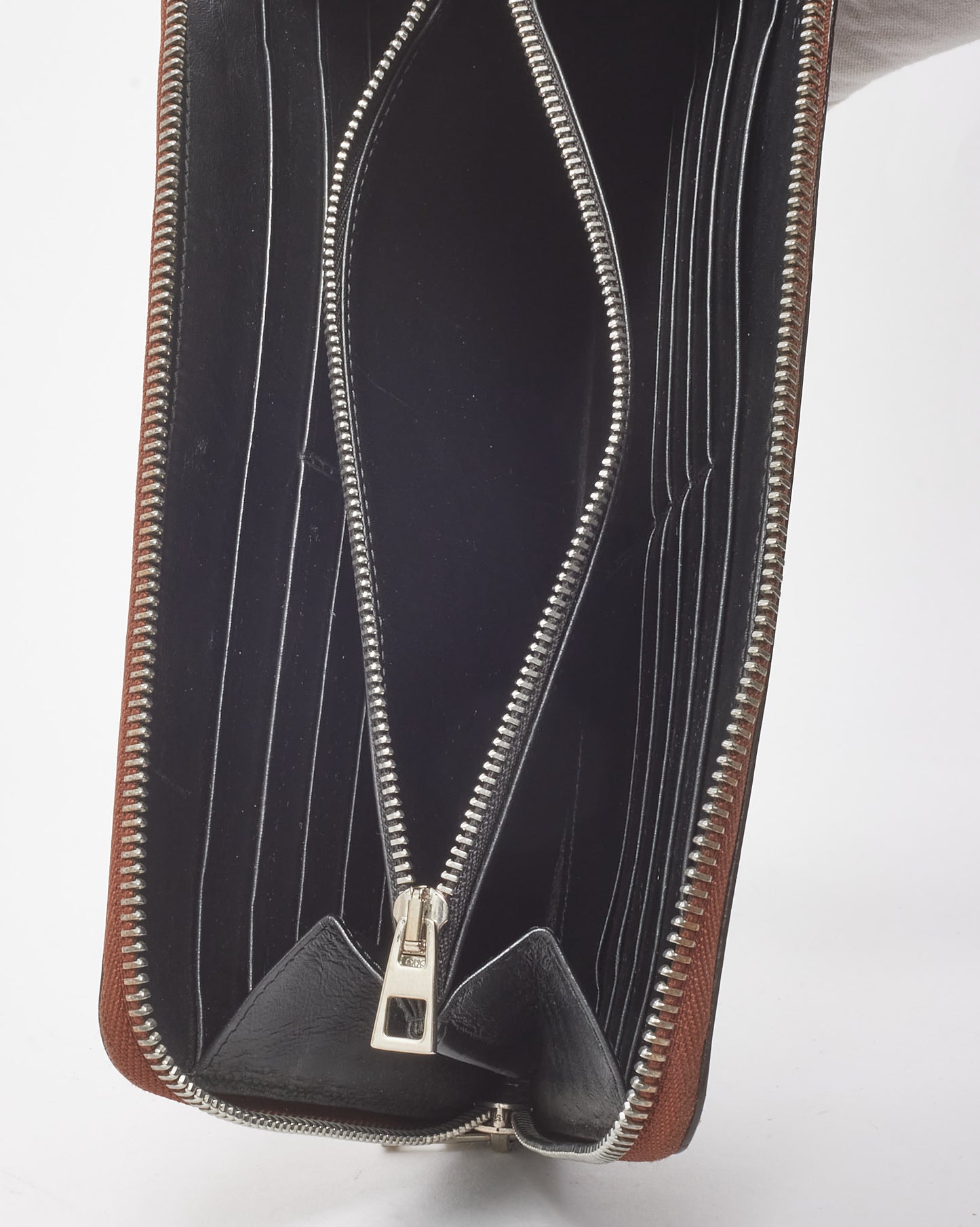 Loewe Brown Coated Linen and Leather Anagram Organizer Giant Zip Around Wallet