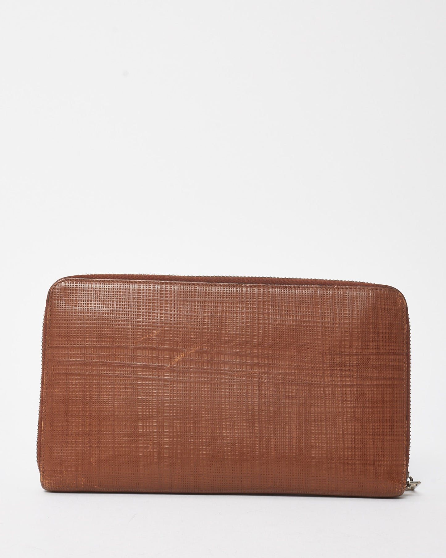 Loewe Brown Coated Linen and Leather Anagram Organizer Giant Zip Around Wallet