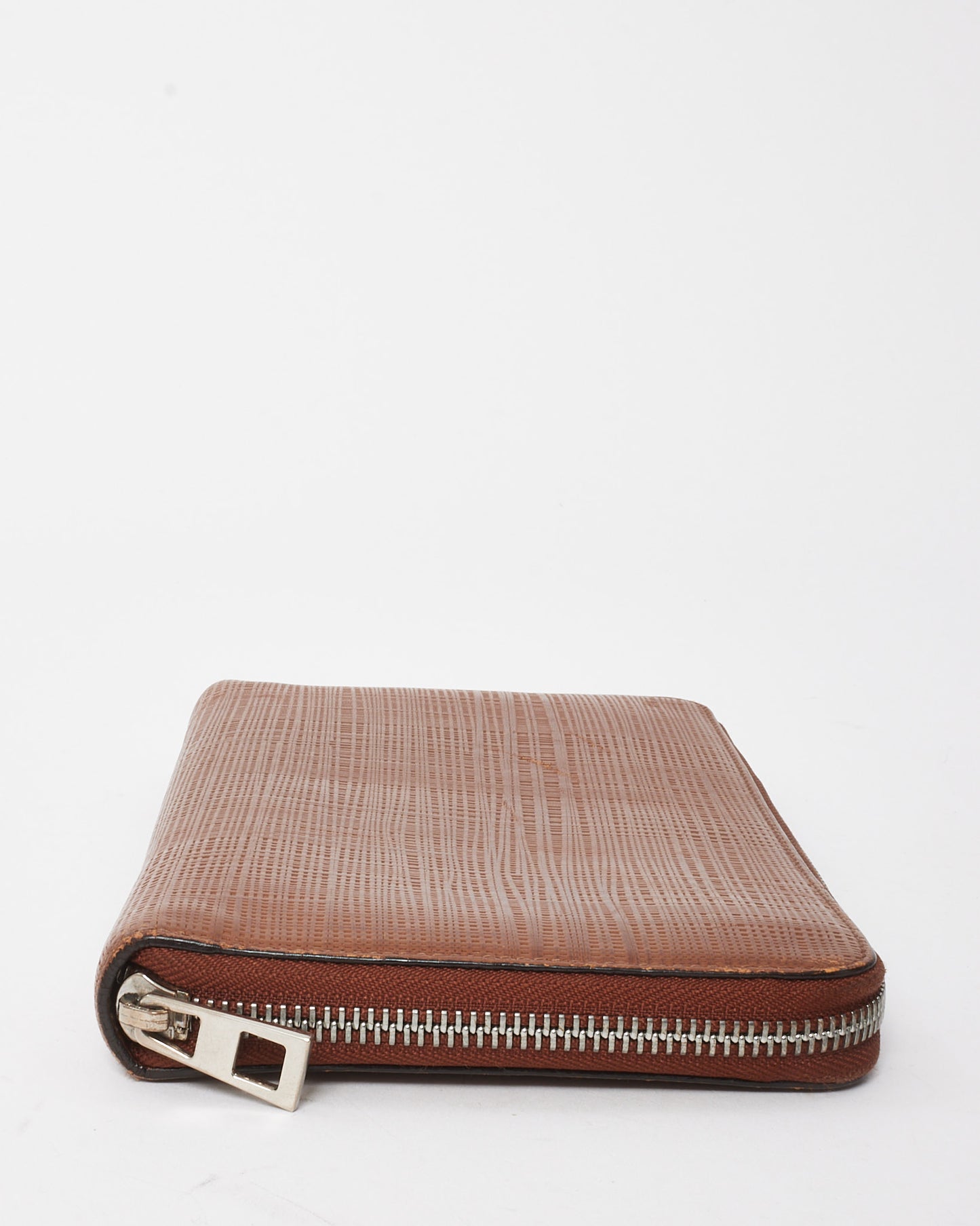 Loewe Brown Coated Linen and Leather Anagram Organizer Giant Zip Around Wallet