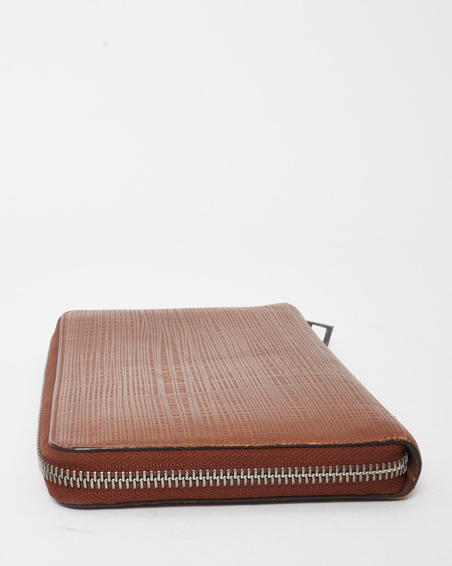 Loewe Brown Coated Linen and Leather Anagram Organizer Giant Zip Around Wallet
