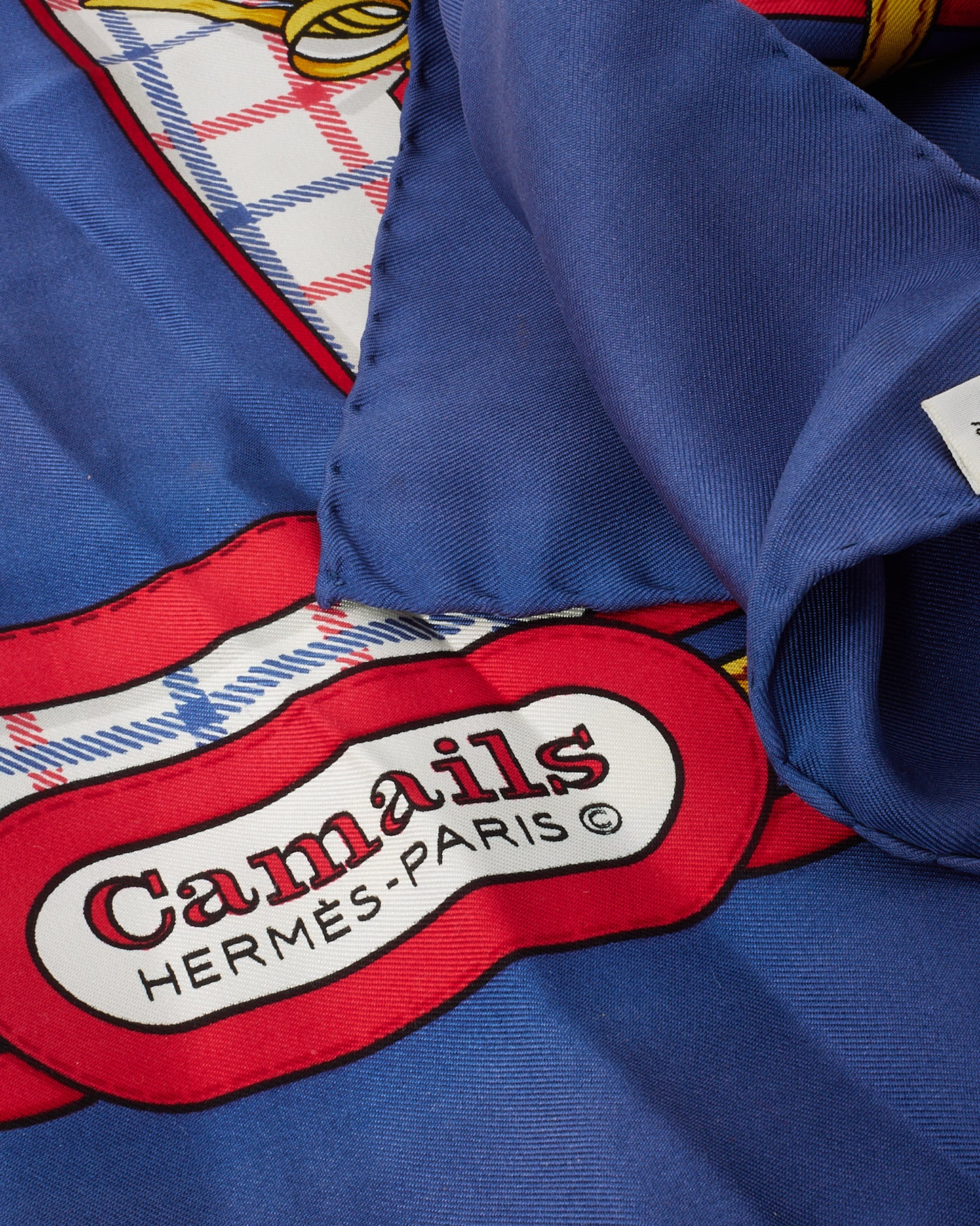 Hermès Vintage Navy/Red/Multi "Camails" 90 Silk Scarf