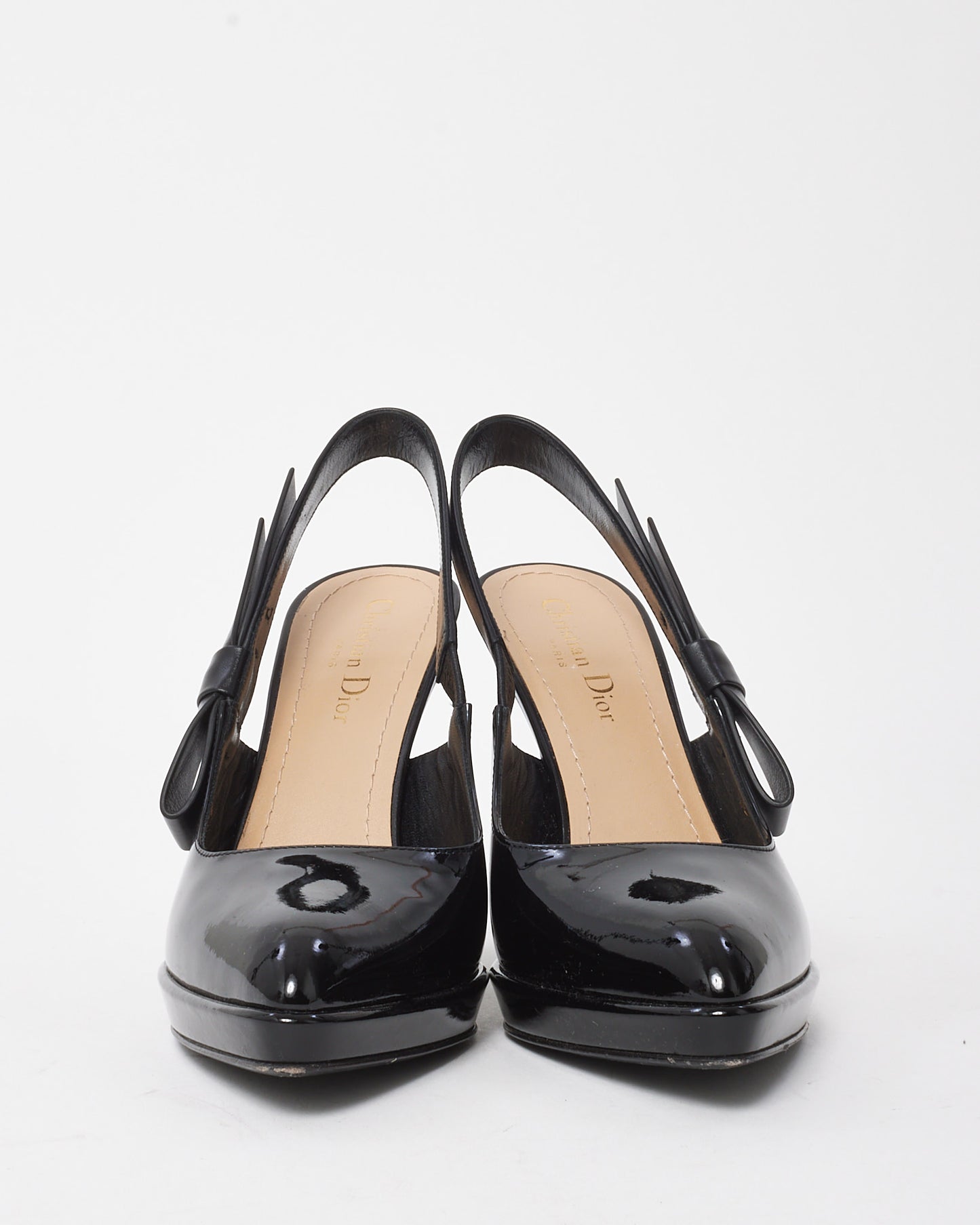 Dior Black Patent Leather Sweet-D Slingback Pumps - 38.5