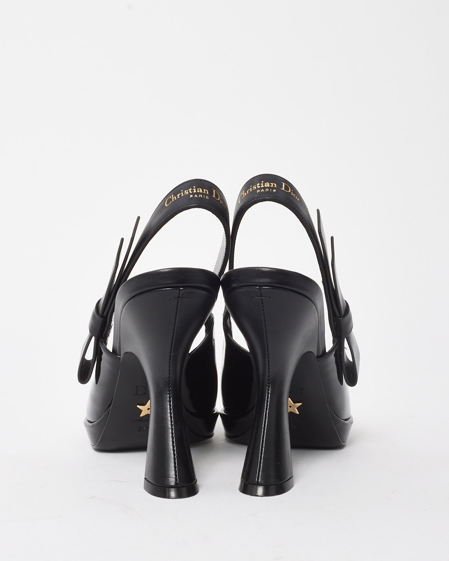 Dior Black Patent Leather Sweet-D Slingback Pumps - 38.5