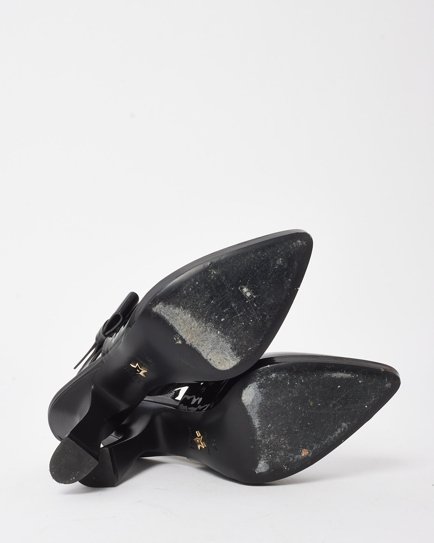 Dior Black Patent Leather Sweet-D Slingback Pumps - 38.5