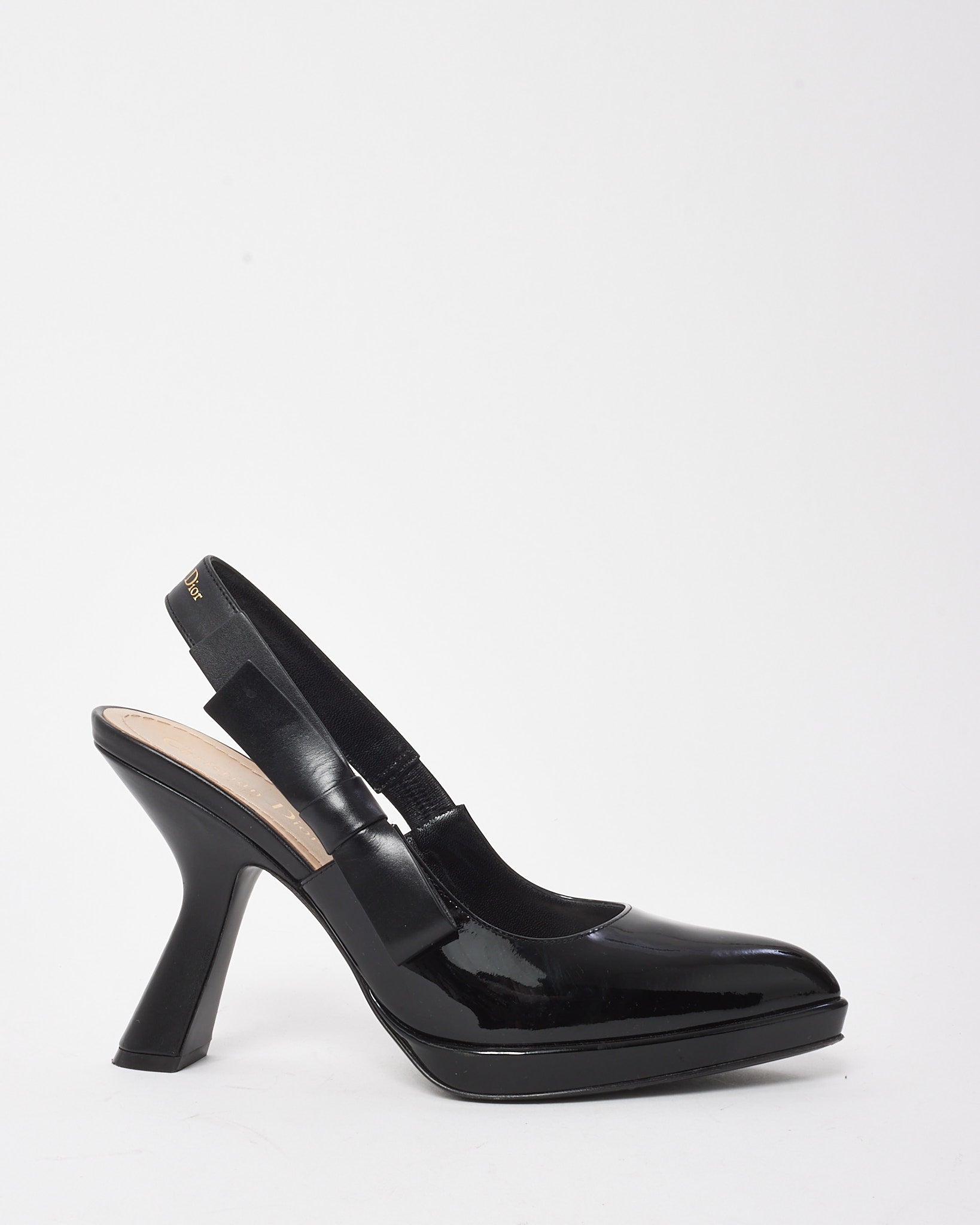 Buy Dior Black Patent Leather Sweet-D Slingback Pumps - 38.5