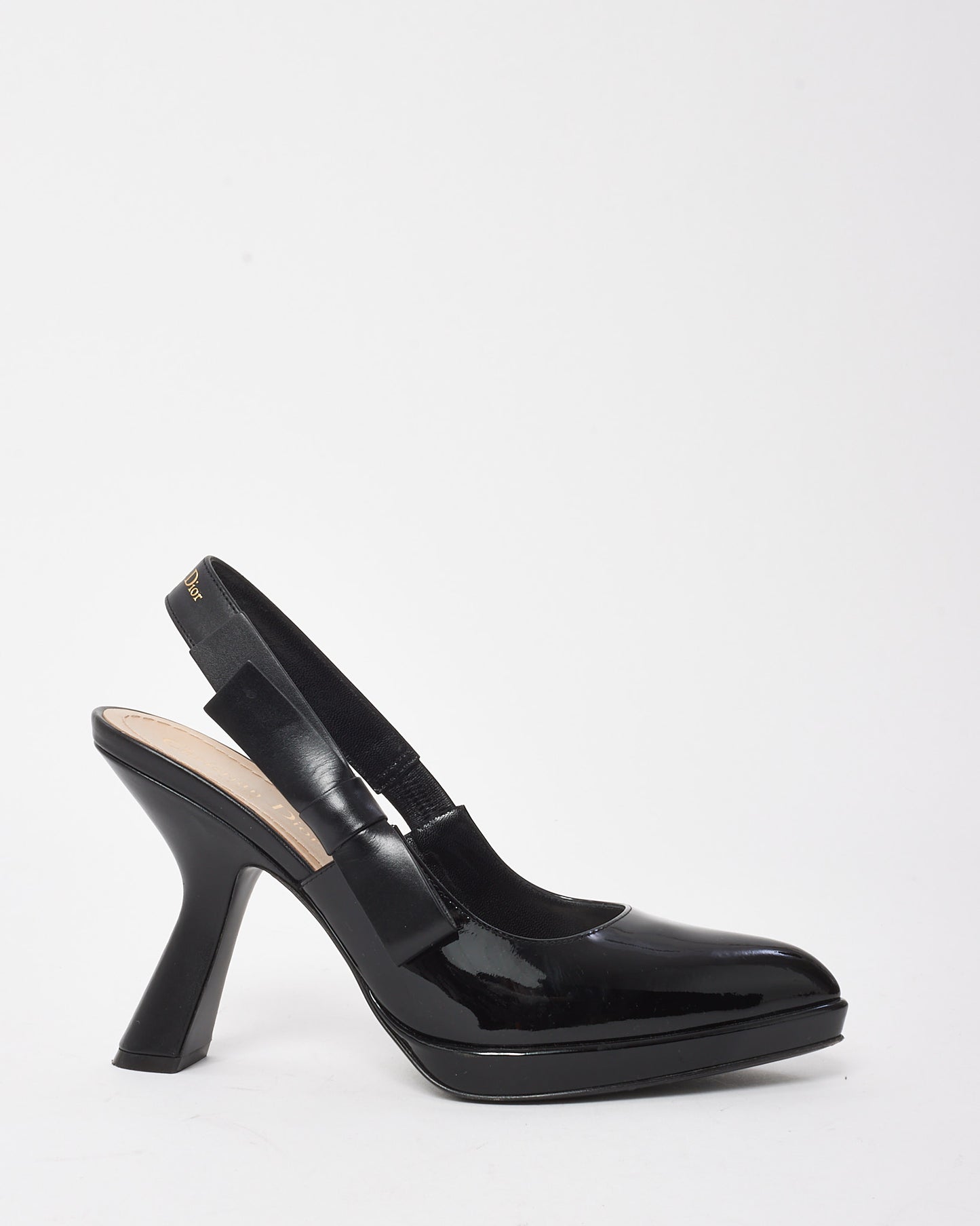 Dior Black Patent Leather Sweet-D Slingback Pumps - 38.5