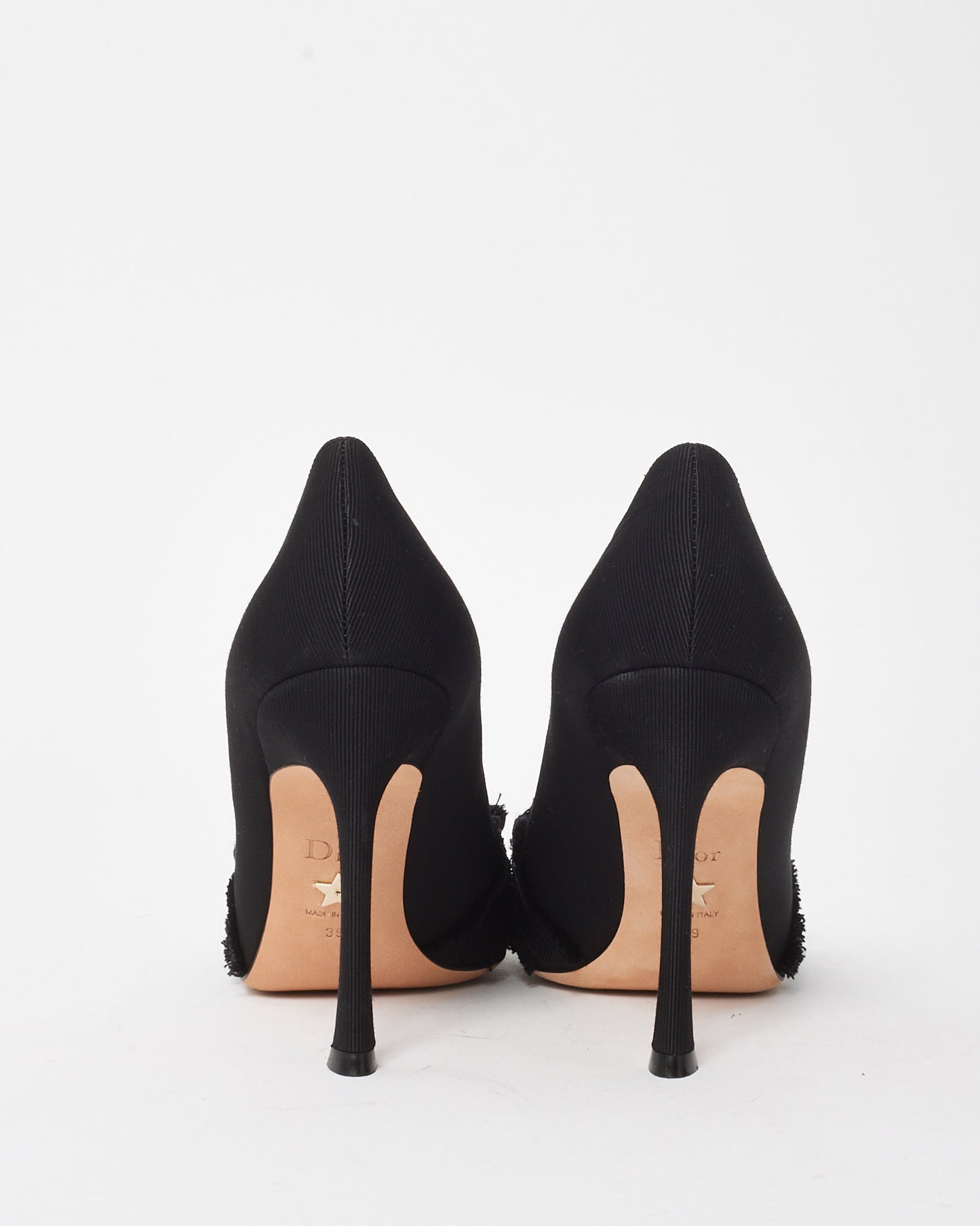 Dior Black Fringed Grosgrain Fabric Pearl Bow Adiorable Pumps - 39