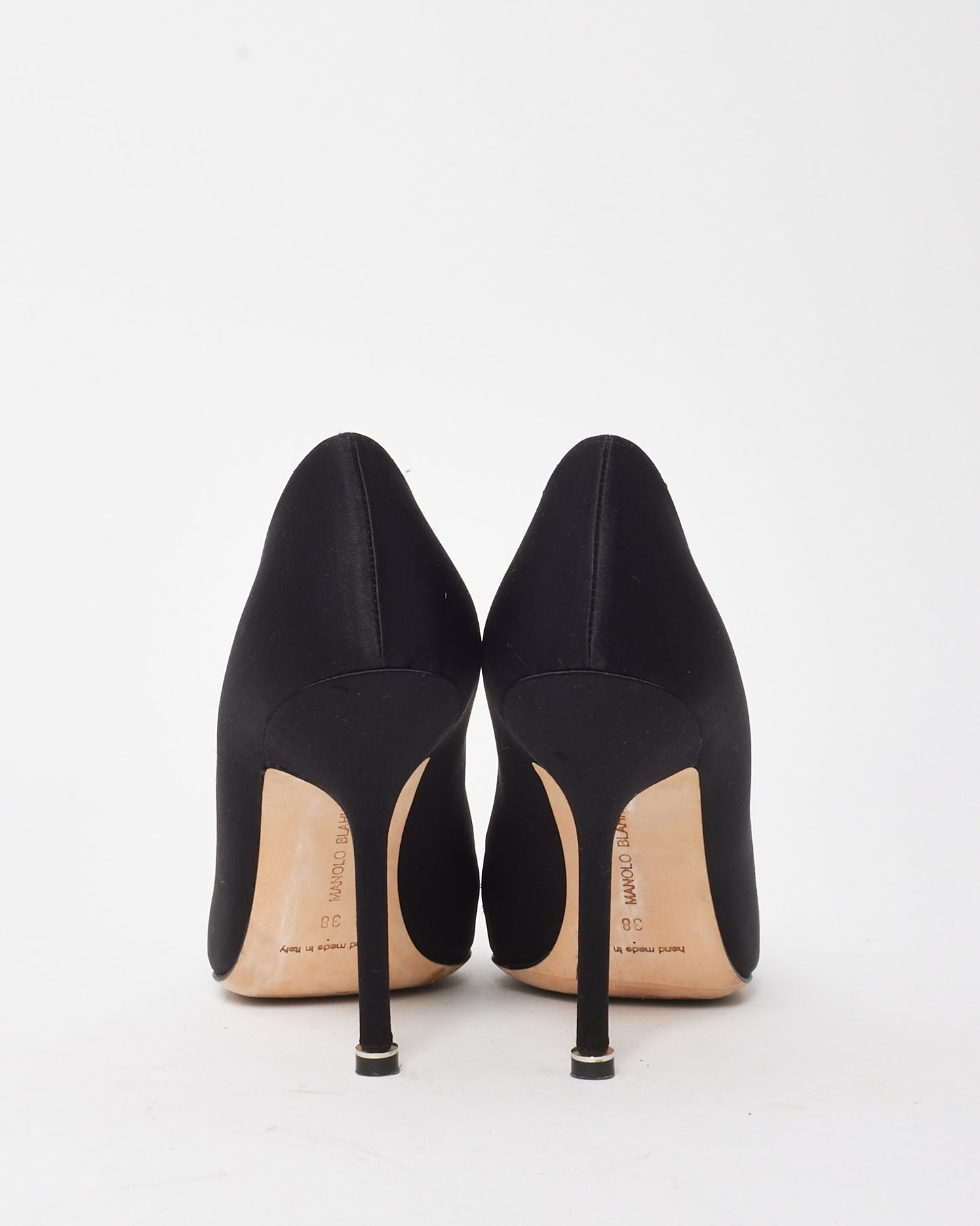 Manolo Blahnik Black Satin Jewel Buckle Hangisi Pumps - 38