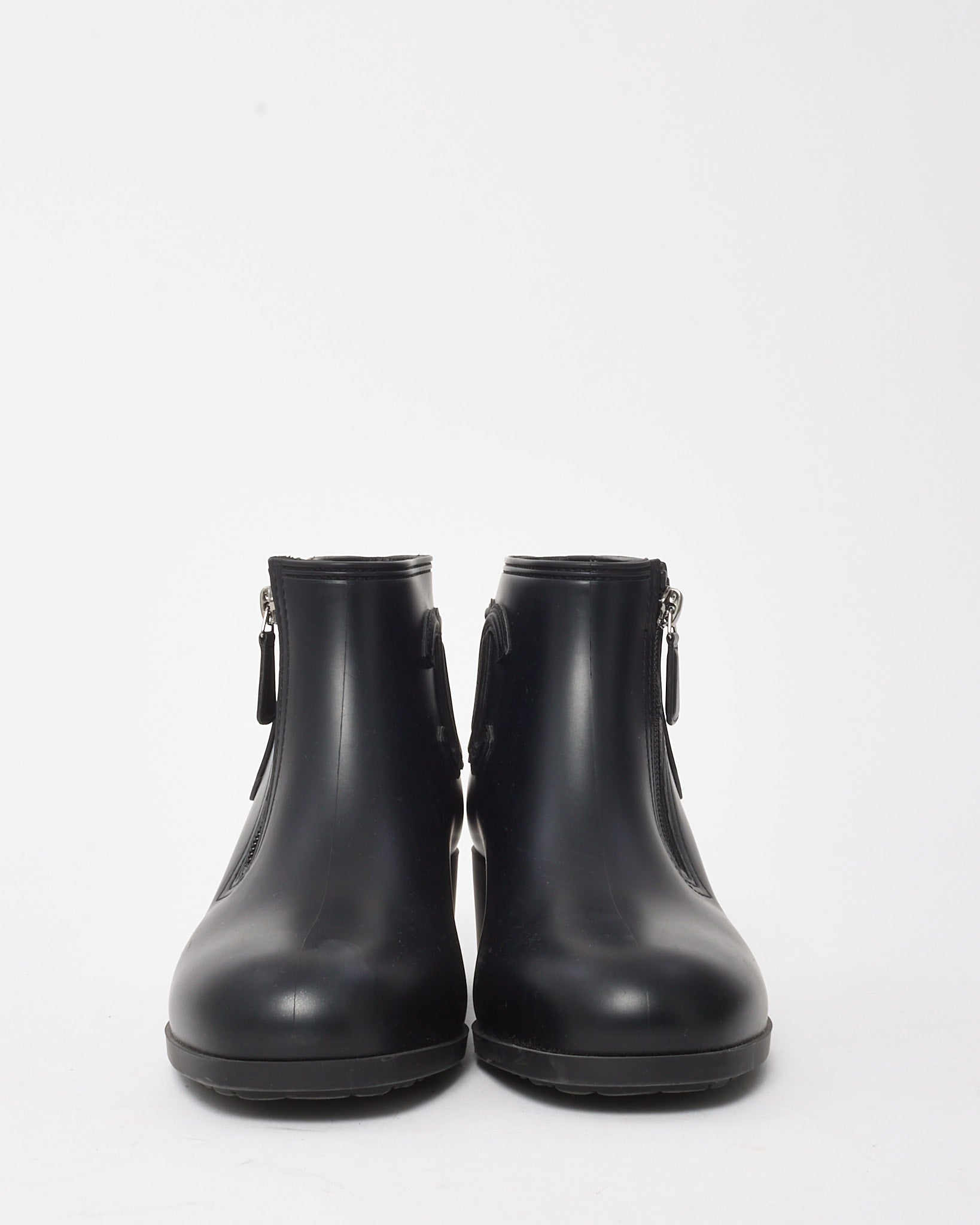 Buy Chanel Black PVC Rubber CC Logo Ankle Booties - 38